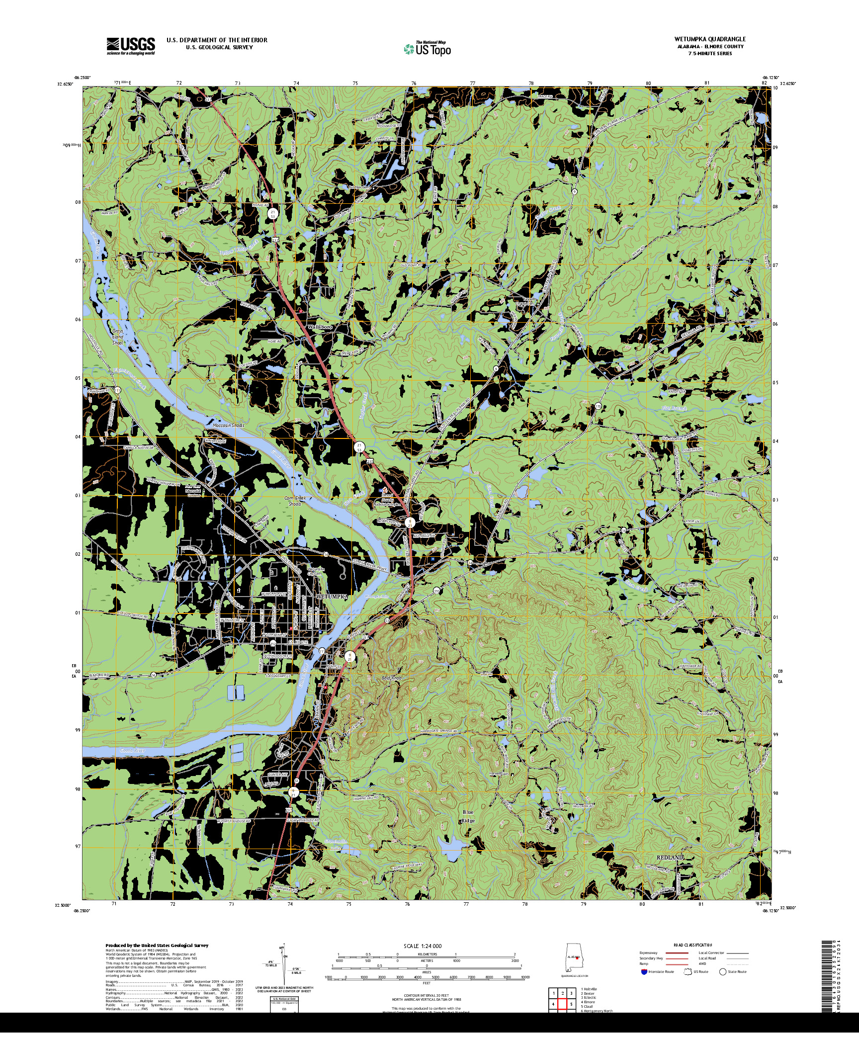 US TOPO 7.5-MINUTE MAP FOR WETUMPKA, AL