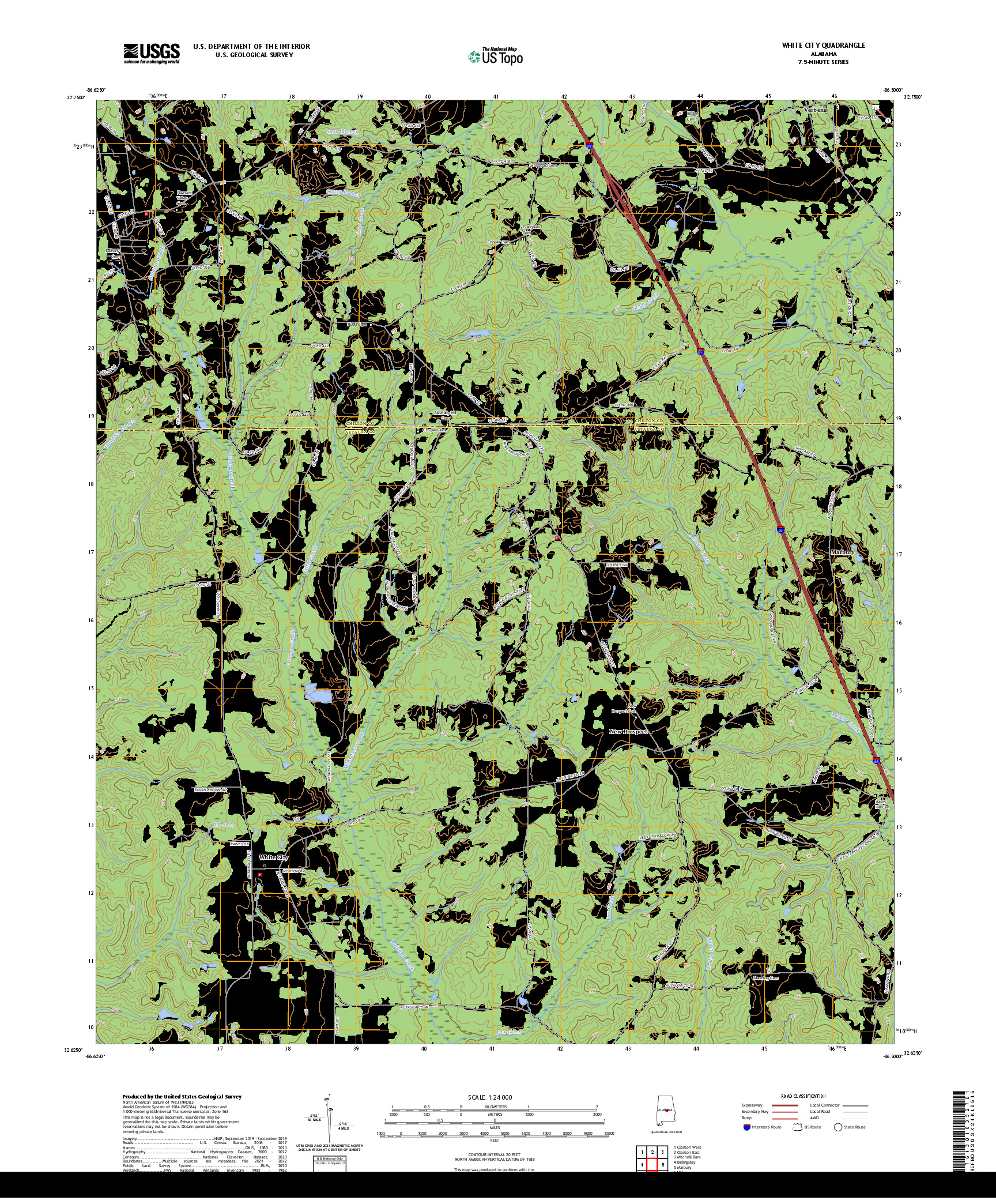 US TOPO 7.5-MINUTE MAP FOR WHITE CITY, AL