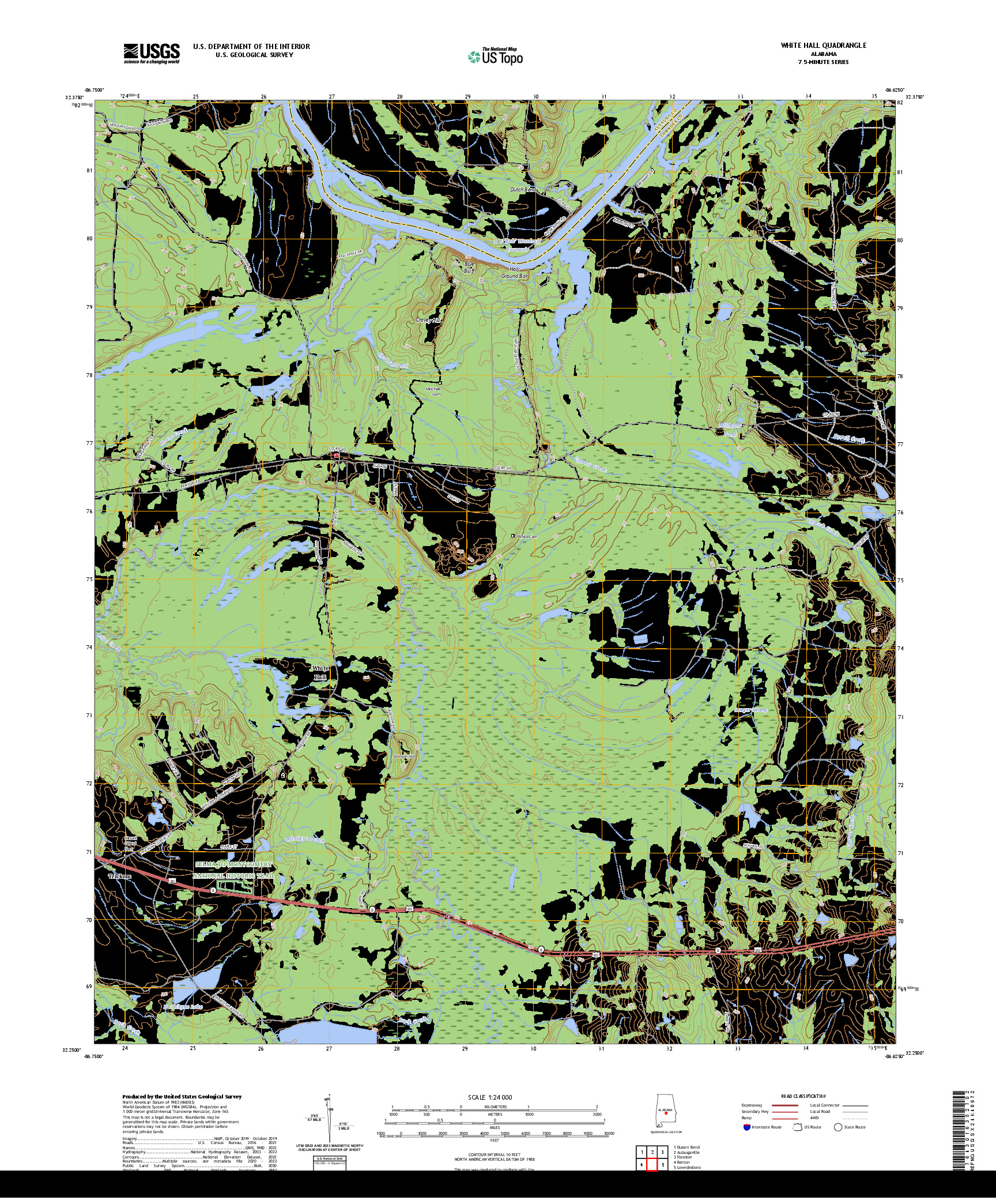 US TOPO 7.5-MINUTE MAP FOR WHITE HALL, AL