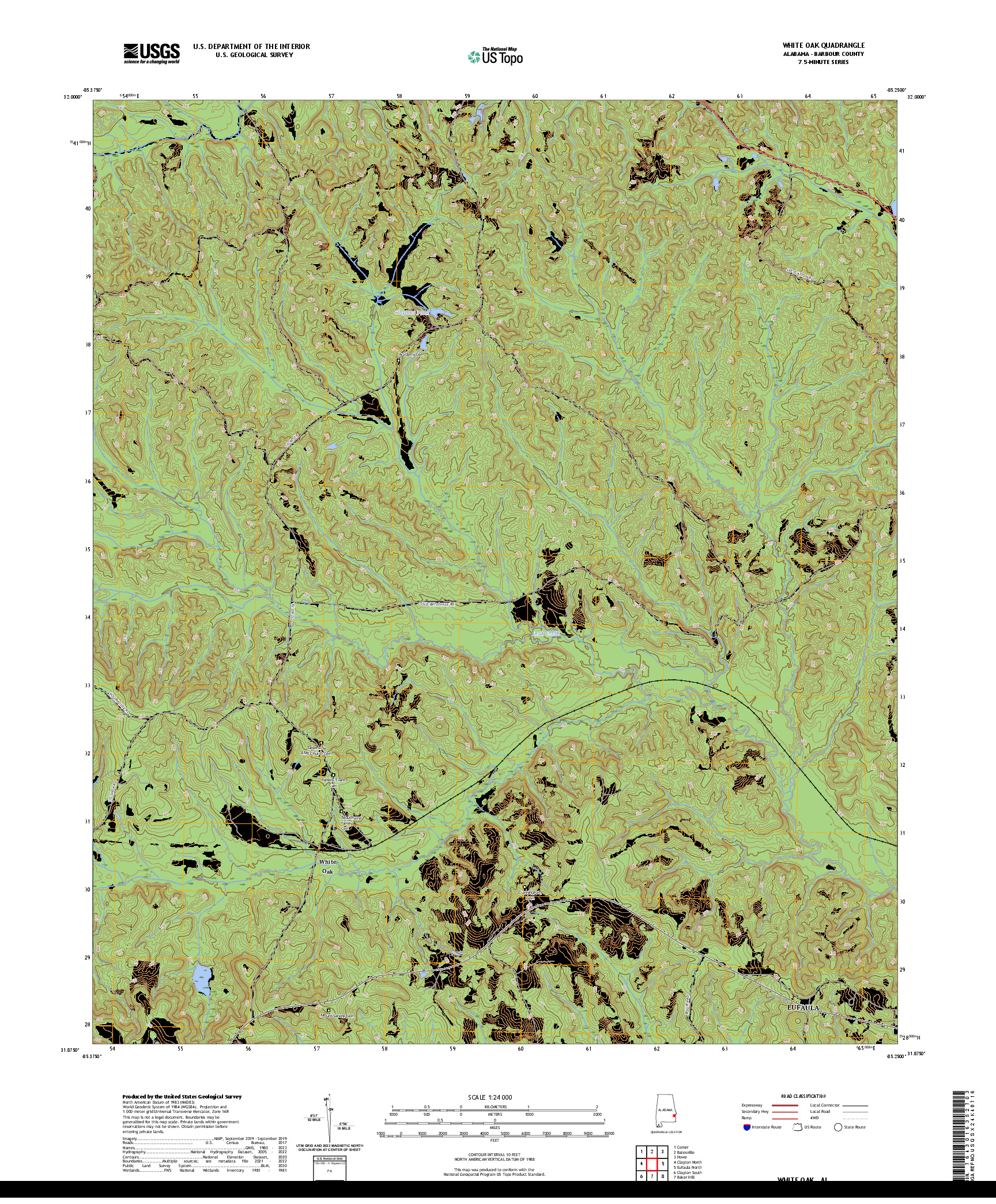 US TOPO 7.5-MINUTE MAP FOR WHITE OAK, AL