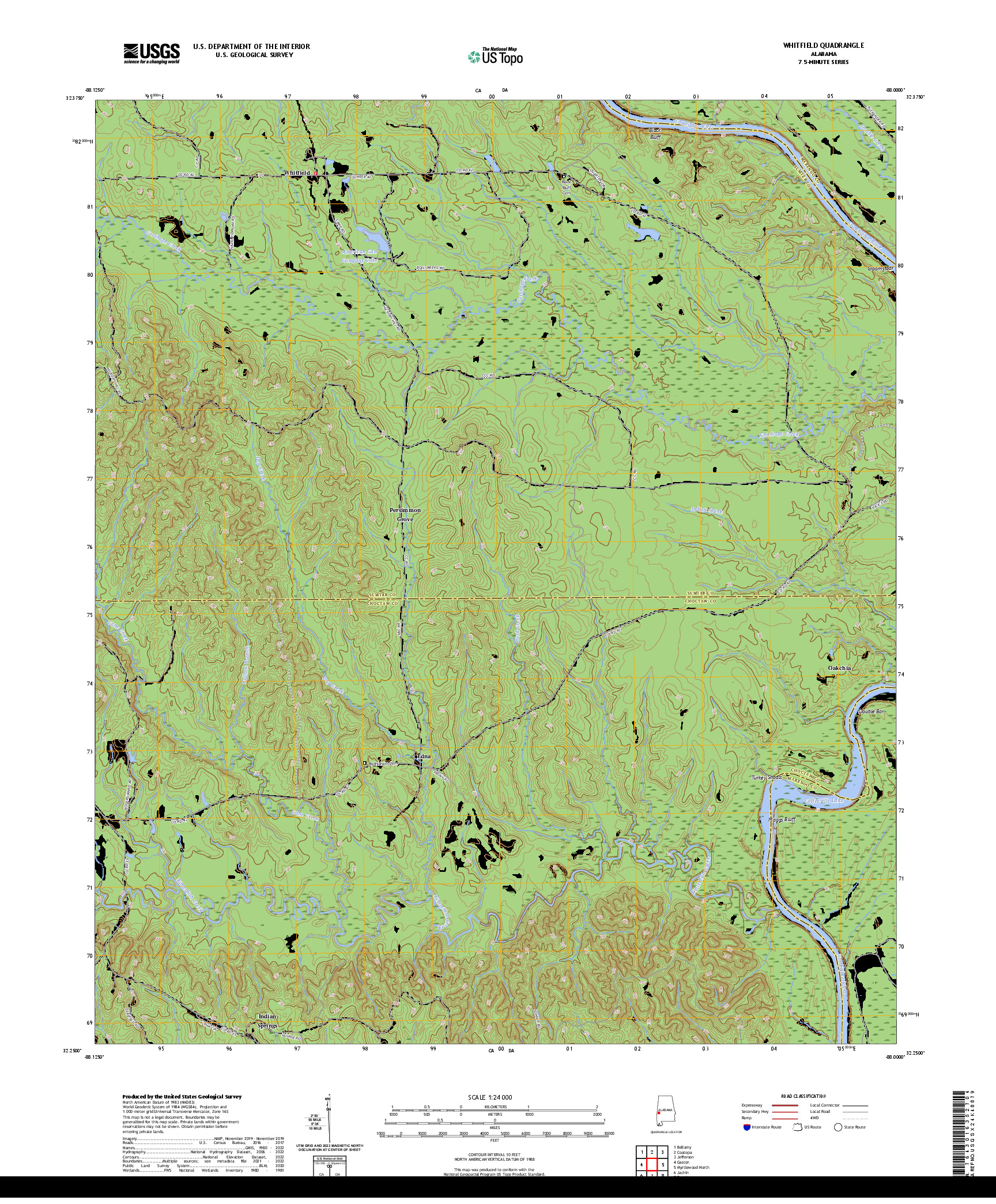 US TOPO 7.5-MINUTE MAP FOR WHITFIELD, AL