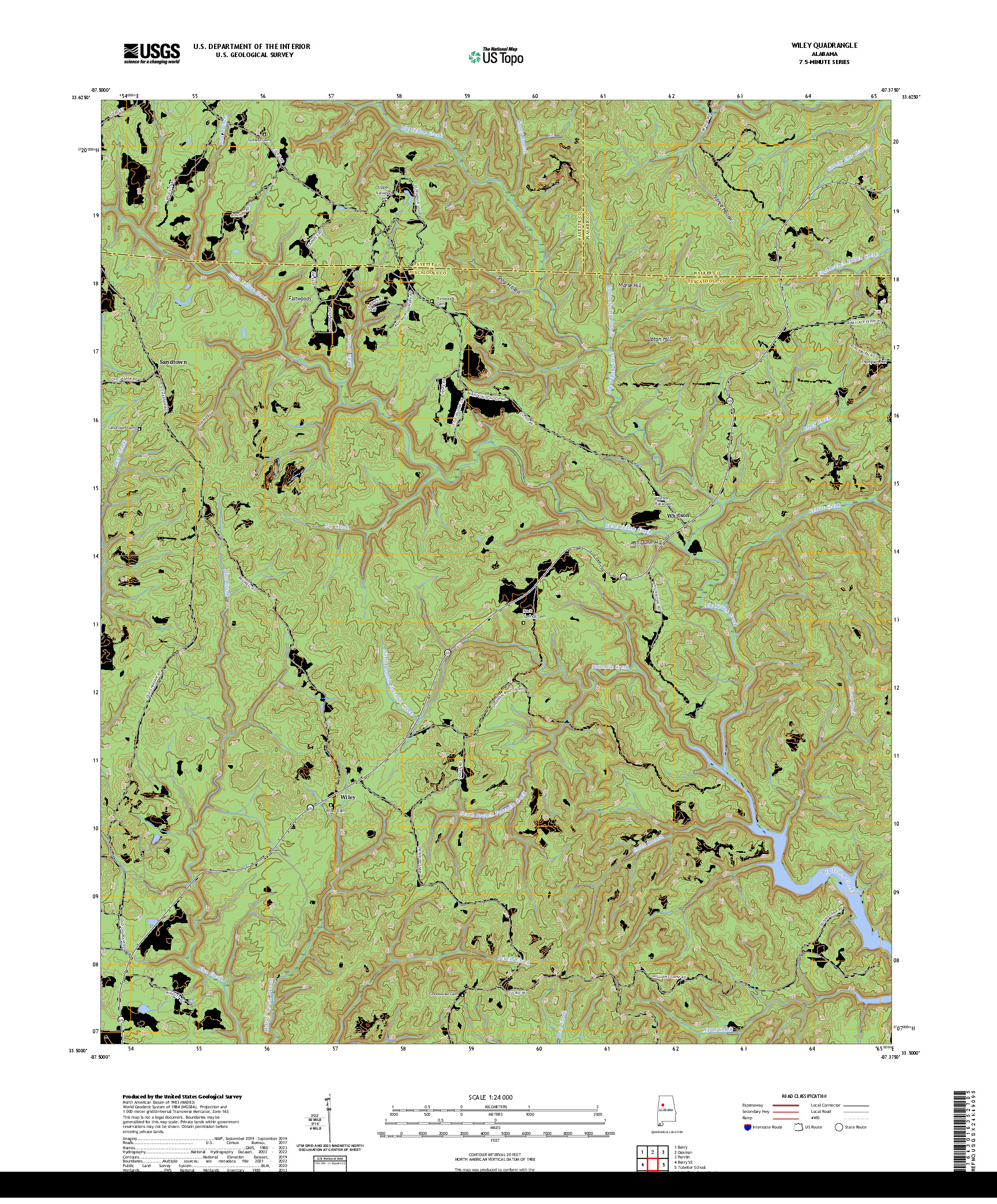 US TOPO 7.5-MINUTE MAP FOR WILEY, AL