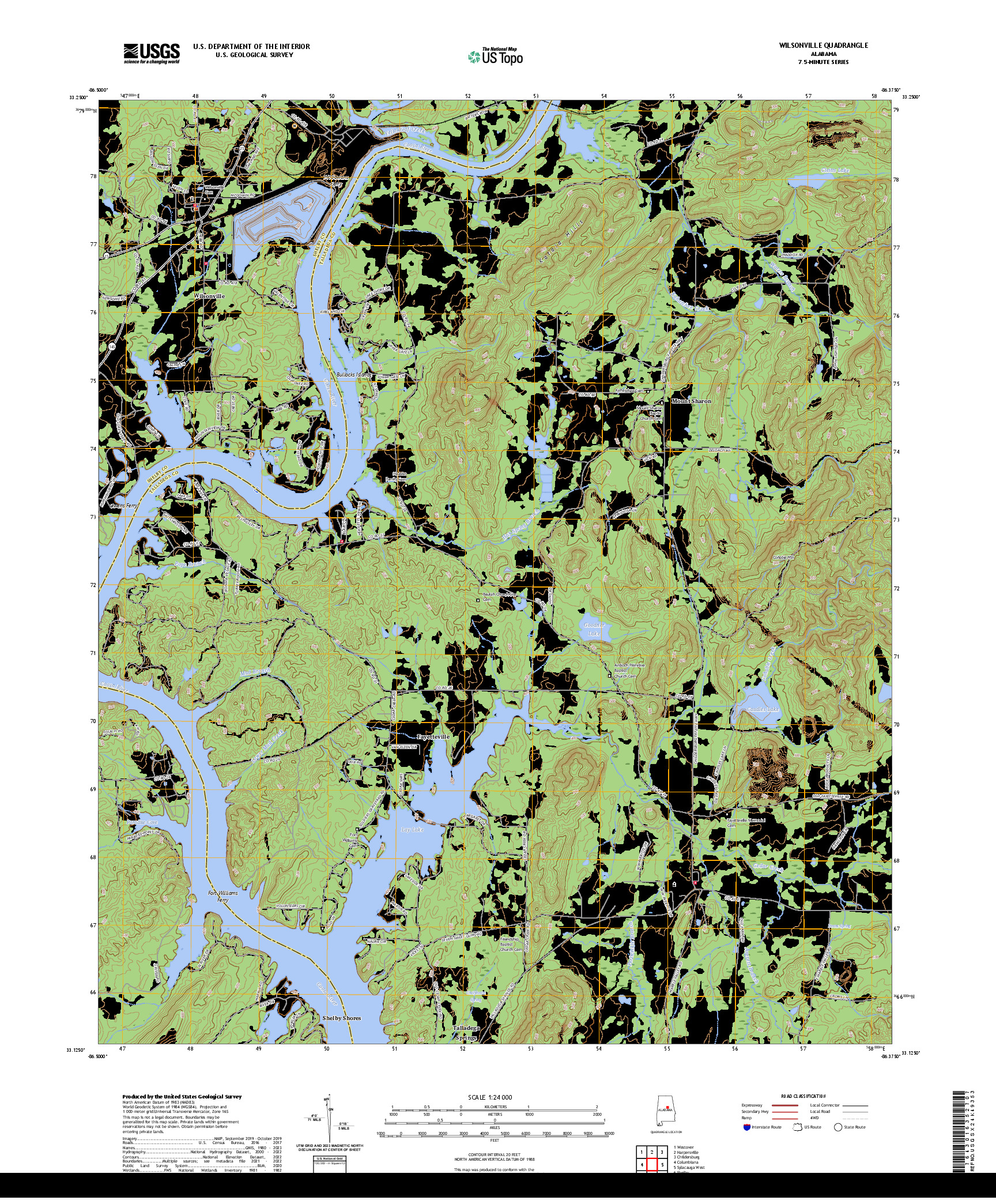 US TOPO 7.5-MINUTE MAP FOR WILSONVILLE, AL