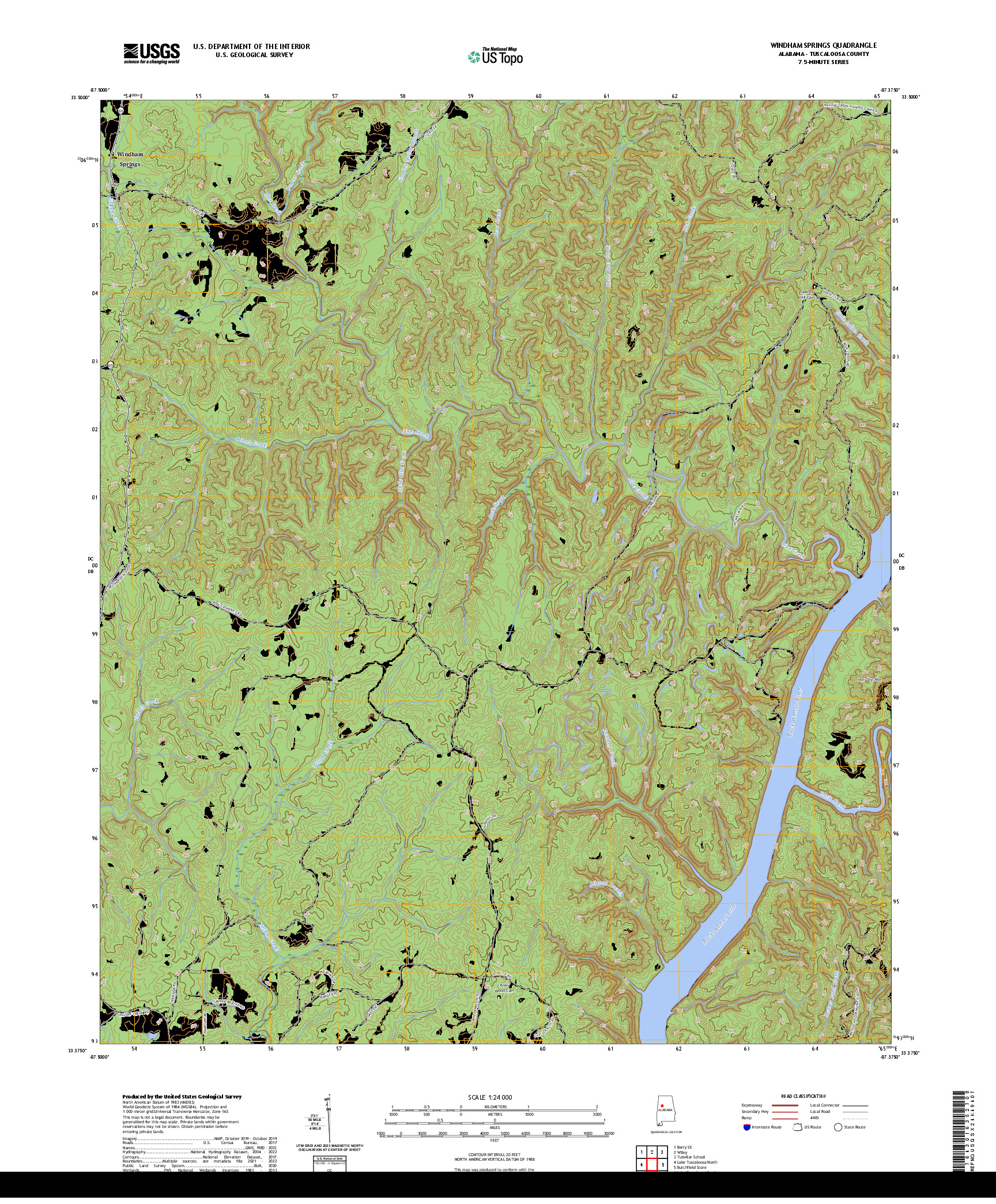 US TOPO 7.5-MINUTE MAP FOR WINDHAM SPRINGS, AL