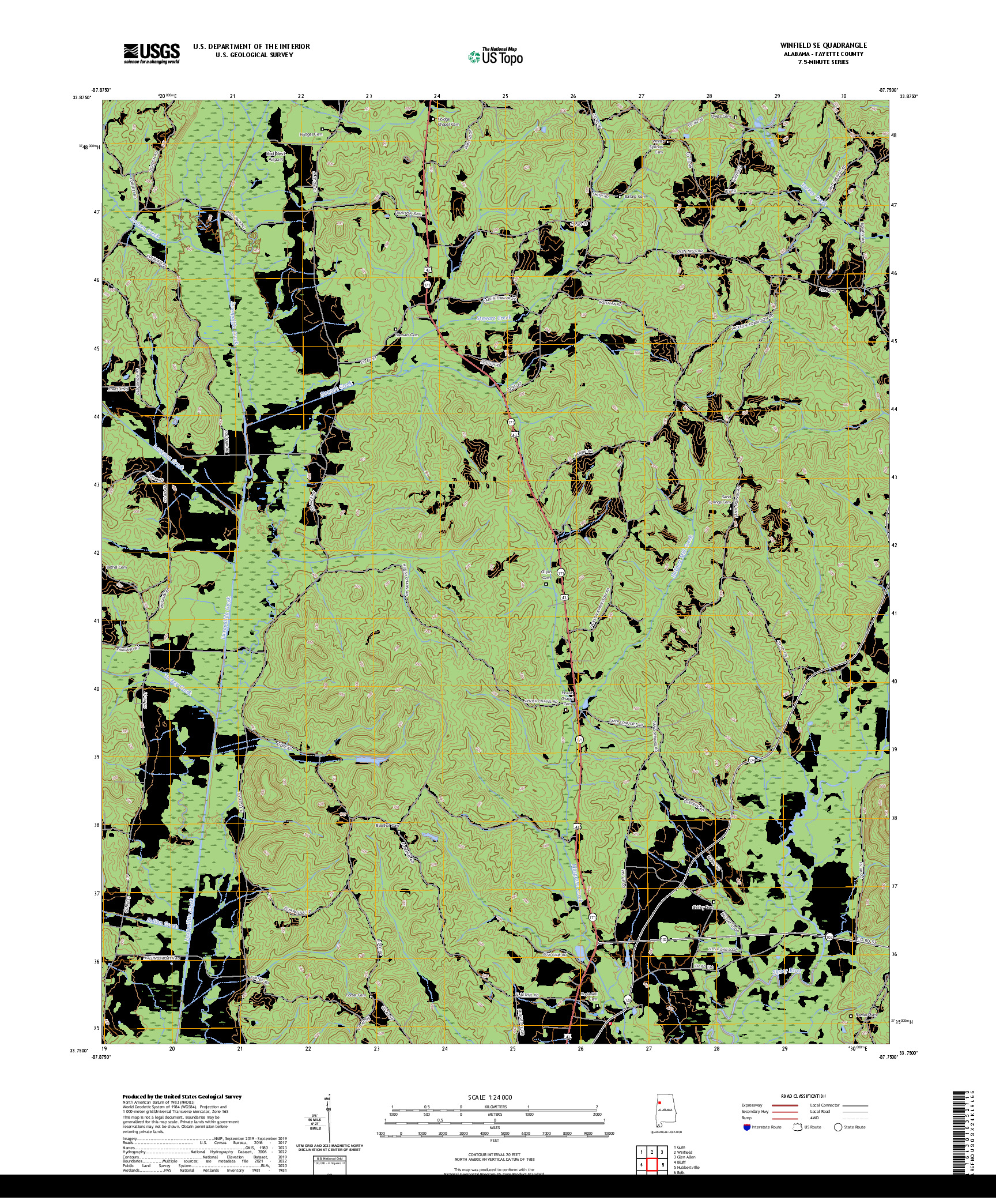 US TOPO 7.5-MINUTE MAP FOR WINFIELD SE, AL