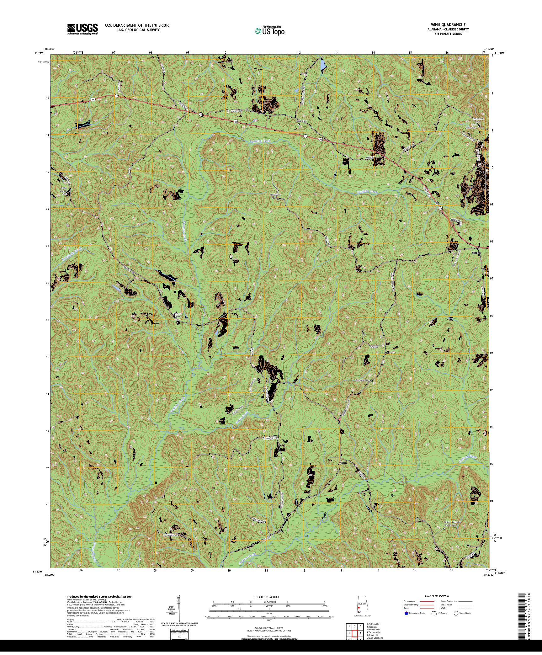 US TOPO 7.5-MINUTE MAP FOR WINN, AL