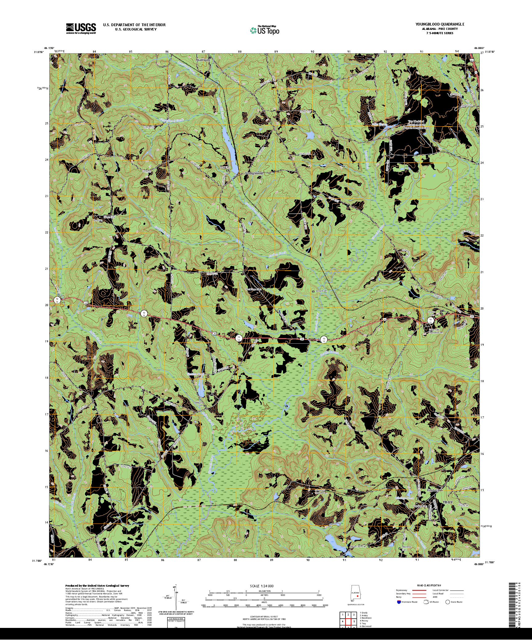 US TOPO 7.5-MINUTE MAP FOR YOUNGBLOOD, AL