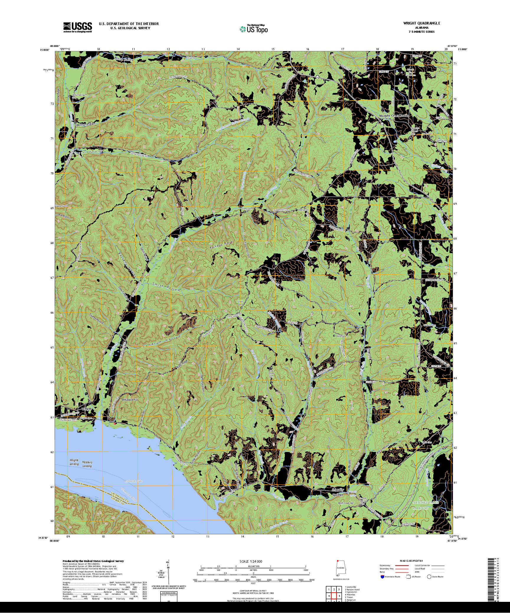 US TOPO 7.5-MINUTE MAP FOR WRIGHT, AL