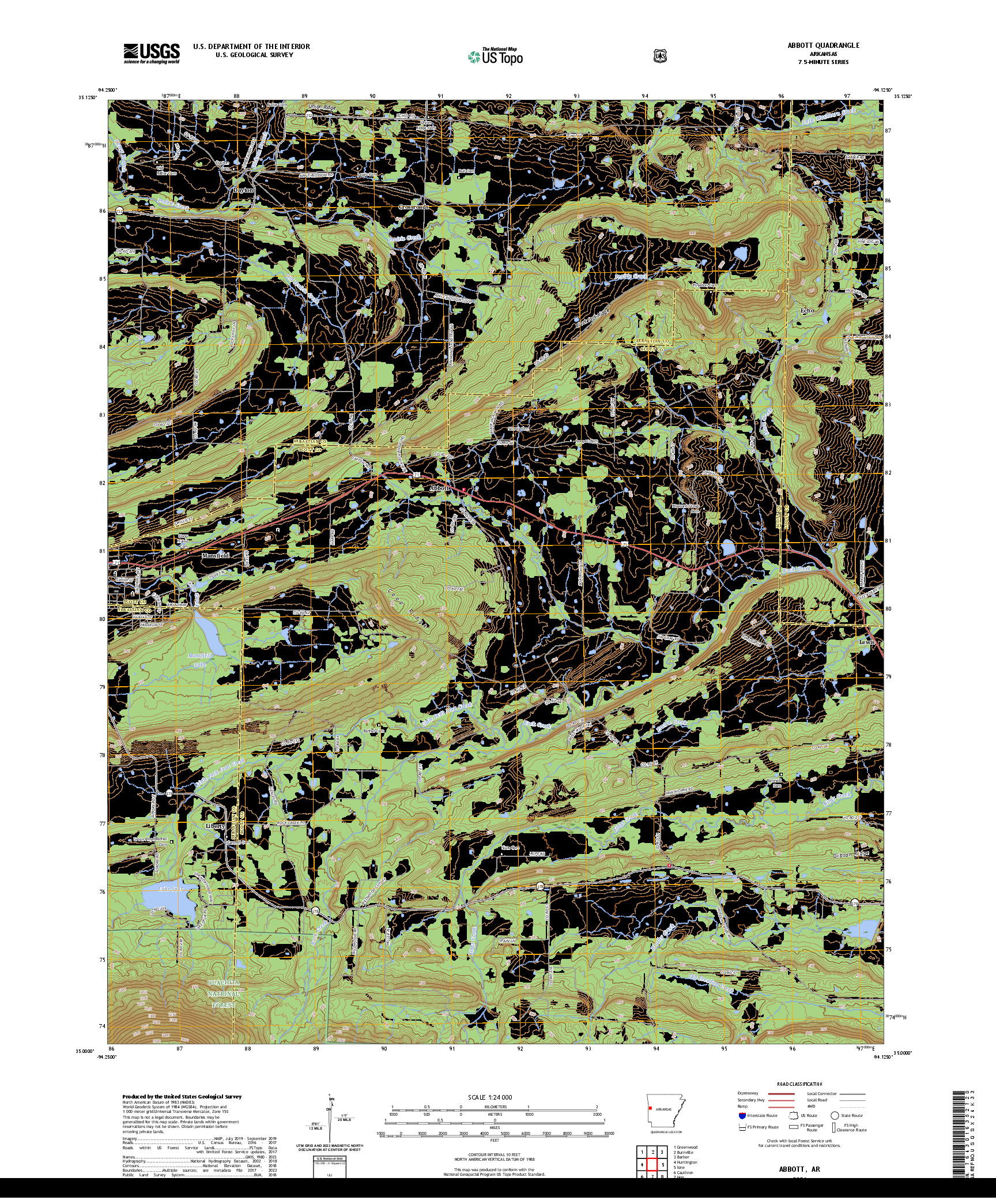 US TOPO 7.5-MINUTE MAP FOR ABBOTT, AR