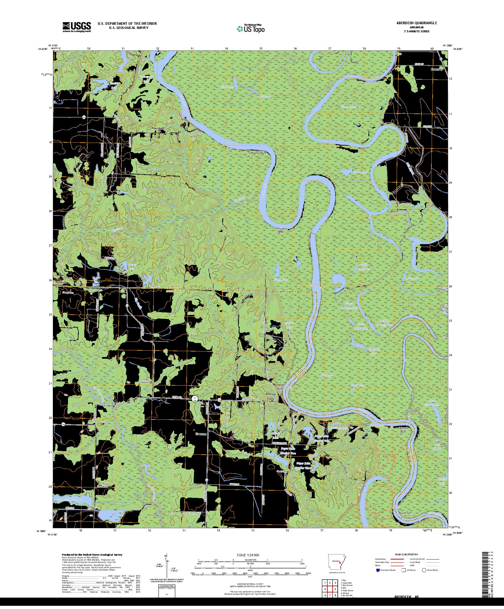 US TOPO 7.5-MINUTE MAP FOR ABERDEEN, AR