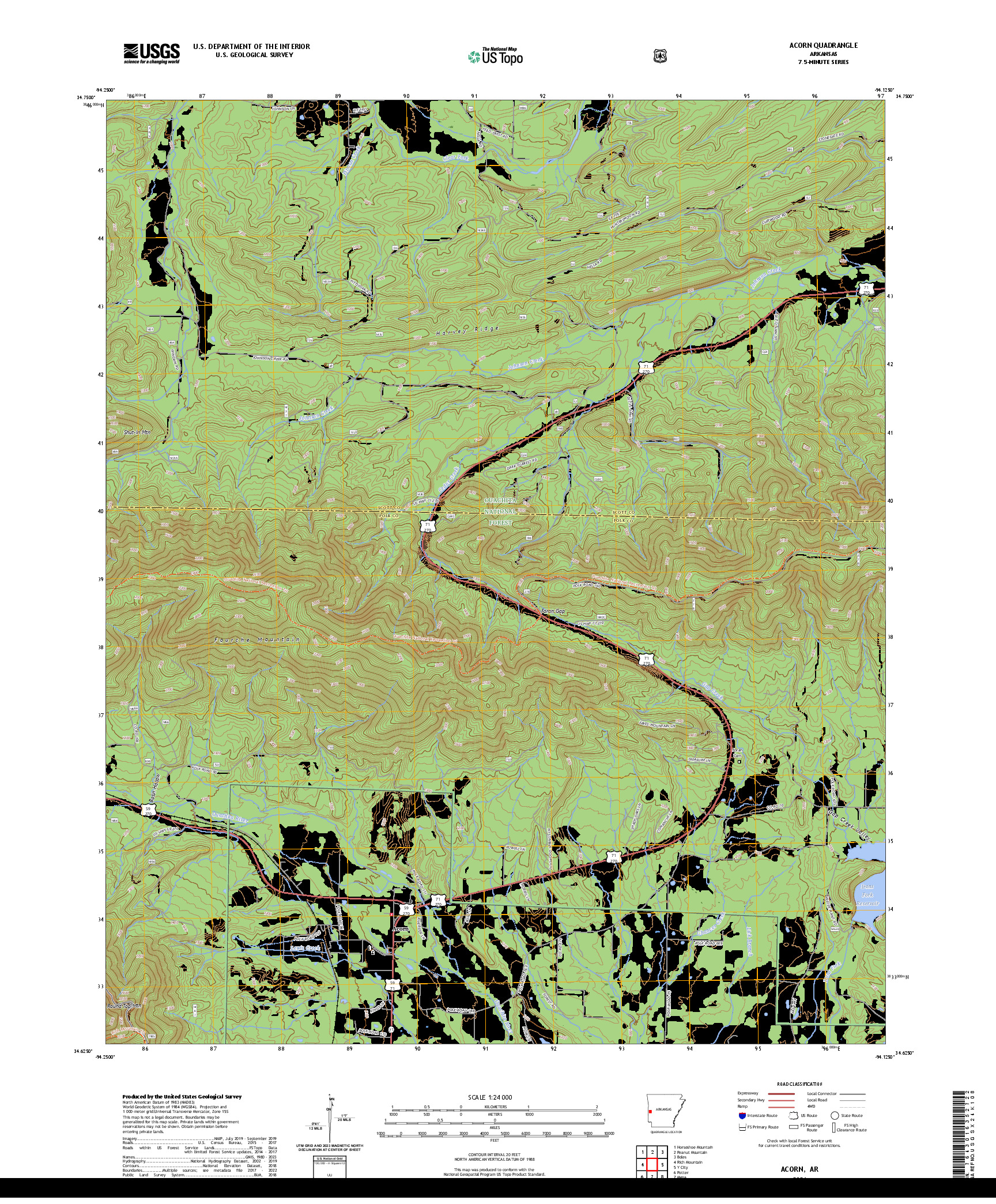 US TOPO 7.5-MINUTE MAP FOR ACORN, AR