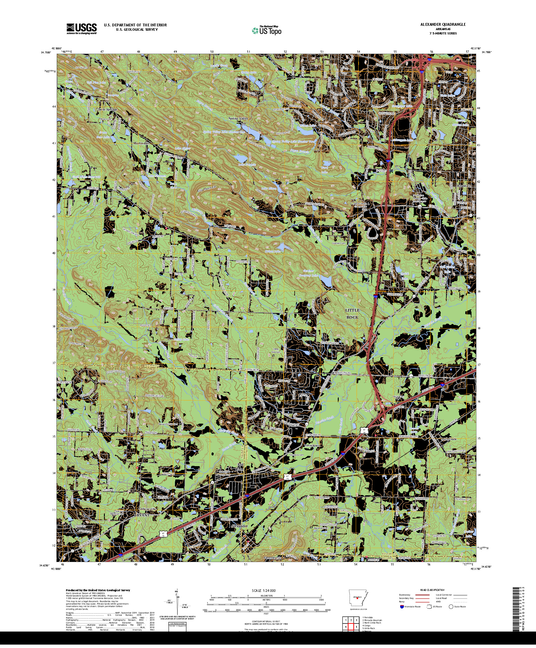 US TOPO 7.5-MINUTE MAP FOR ALEXANDER, AR