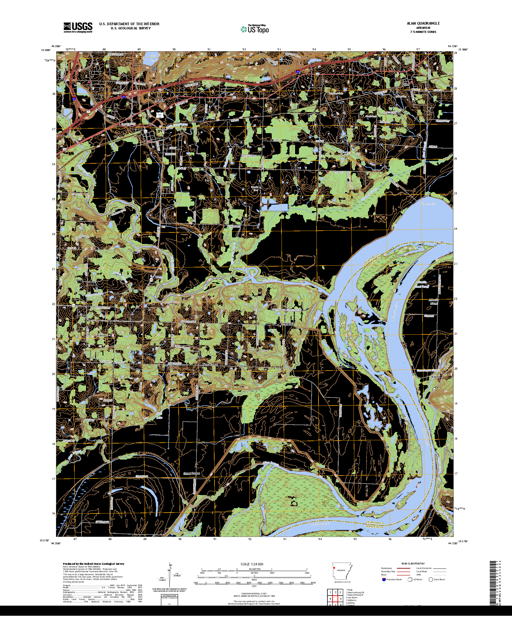 US TOPO 7.5-MINUTE MAP FOR ALMA, AR