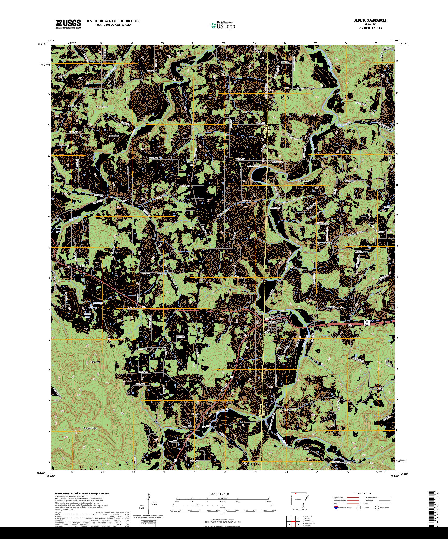 US TOPO 7.5-MINUTE MAP FOR ALPENA, AR
