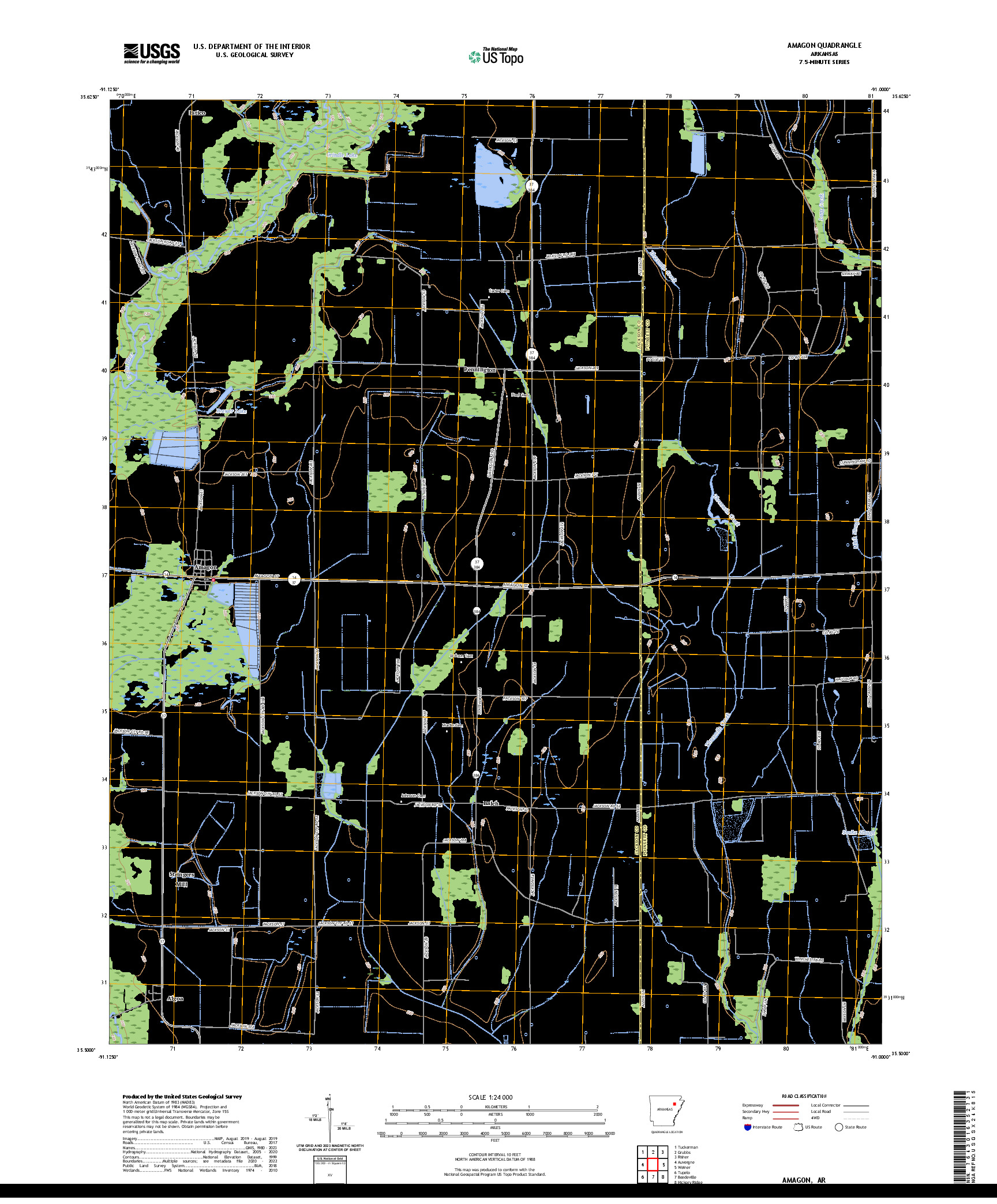 US TOPO 7.5-MINUTE MAP FOR AMAGON, AR