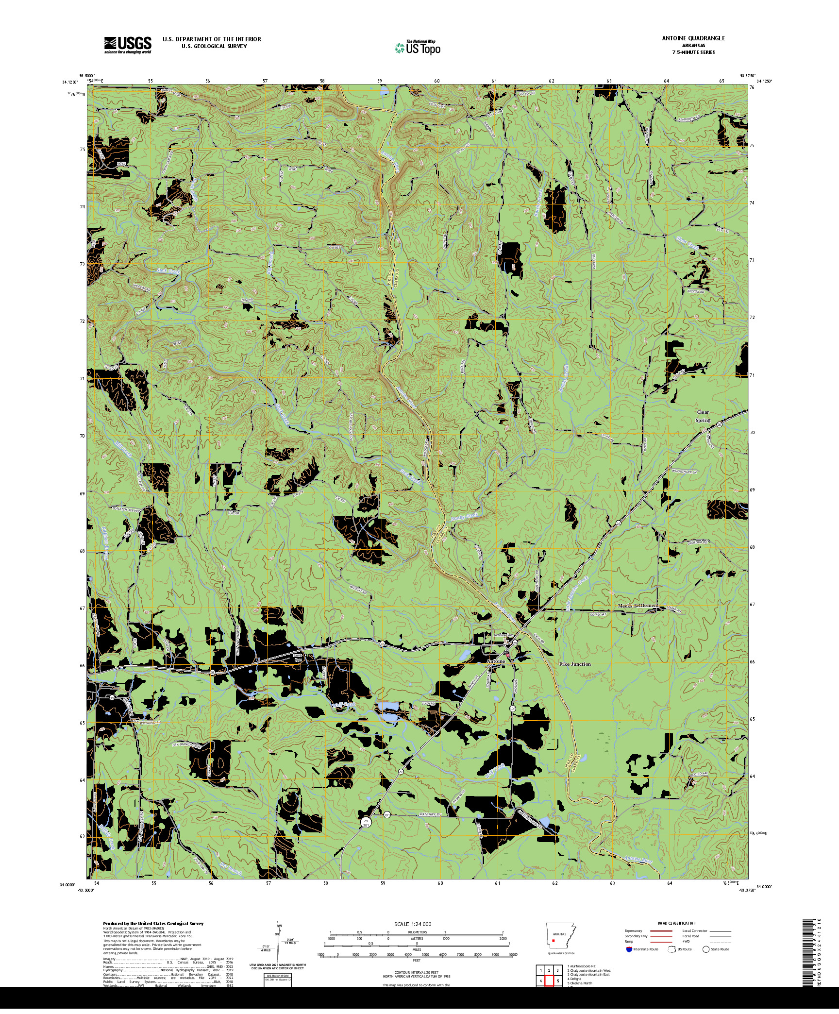 US TOPO 7.5-MINUTE MAP FOR ANTOINE, AR