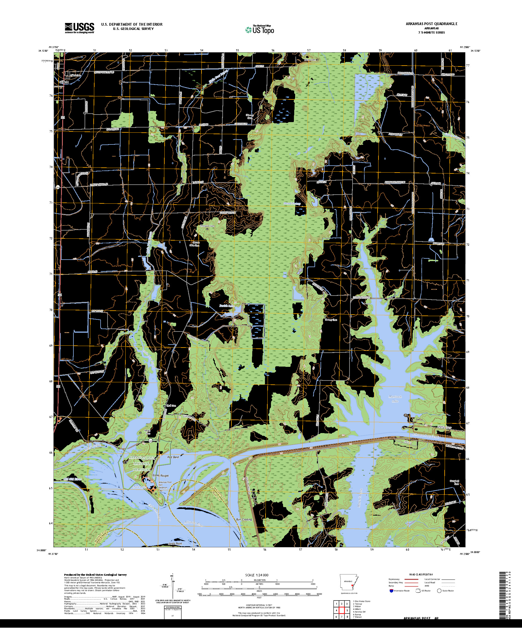 US TOPO 7.5-MINUTE MAP FOR ARKANSAS POST, AR