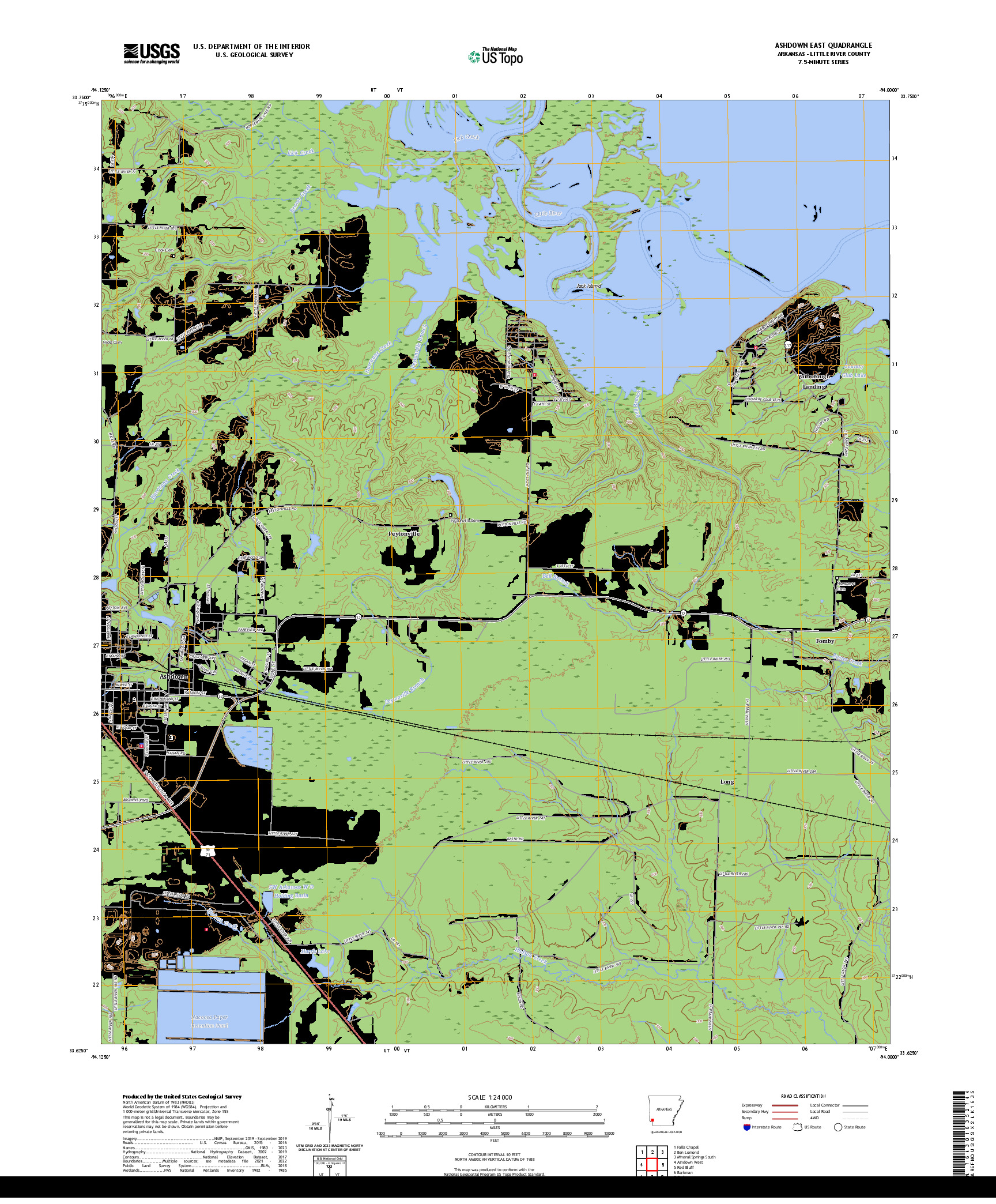 US TOPO 7.5-MINUTE MAP FOR ASHDOWN EAST, AR