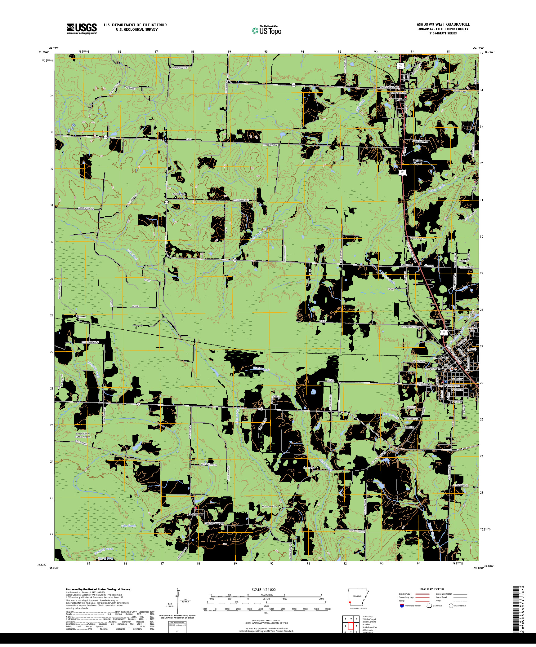 US TOPO 7.5-MINUTE MAP FOR ASHDOWN WEST, AR