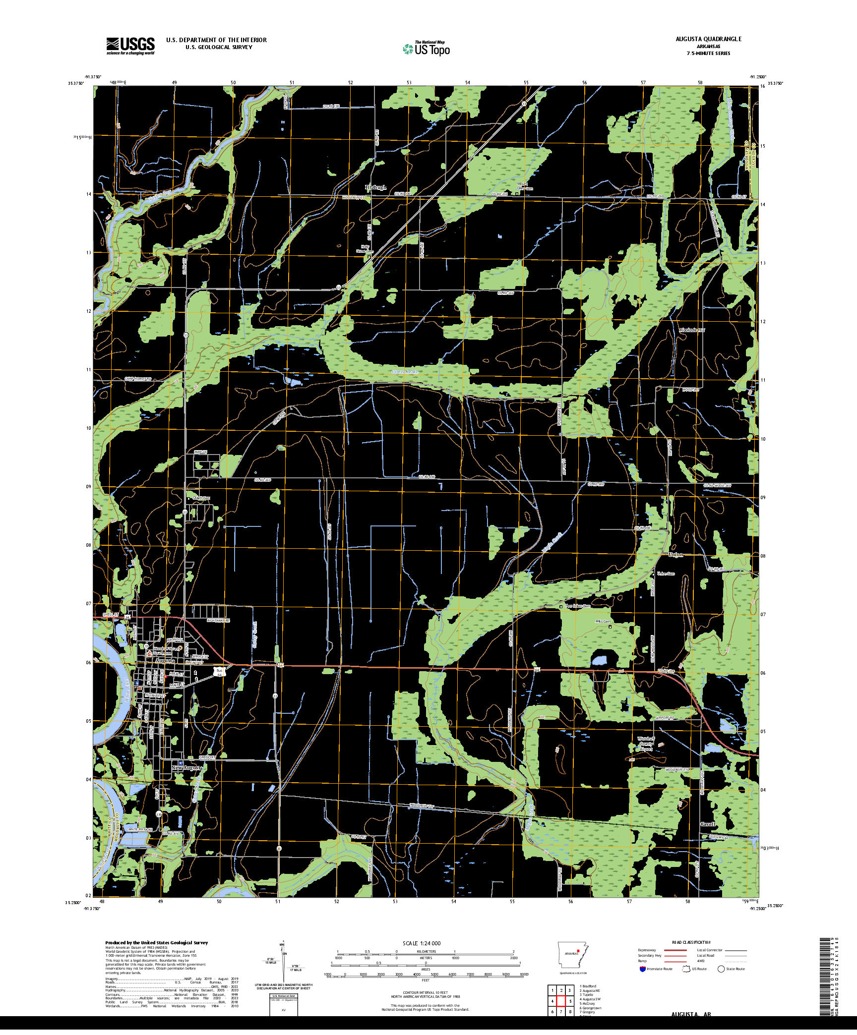 US TOPO 7.5-MINUTE MAP FOR AUGUSTA, AR