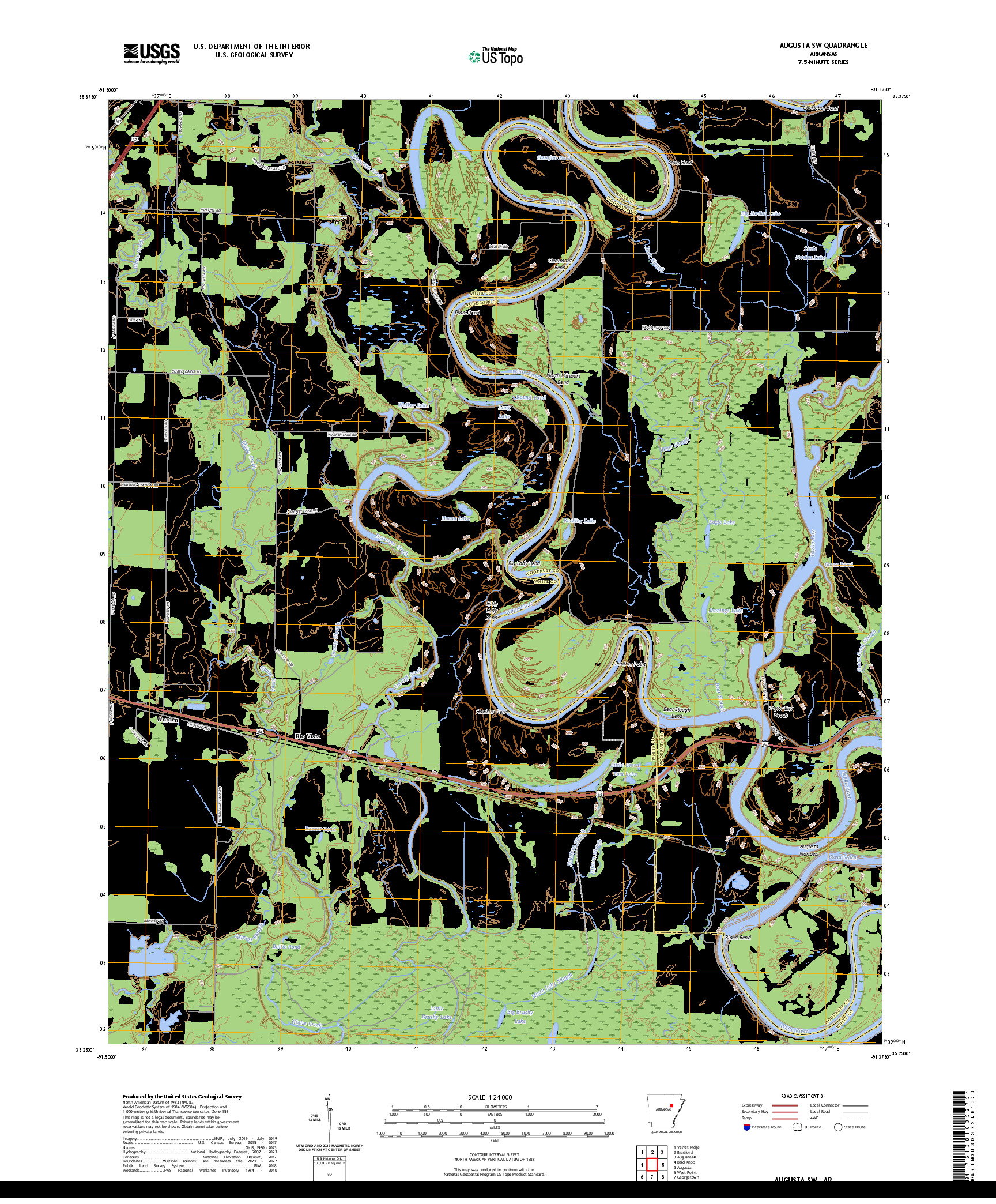 US TOPO 7.5-MINUTE MAP FOR AUGUSTA SW, AR