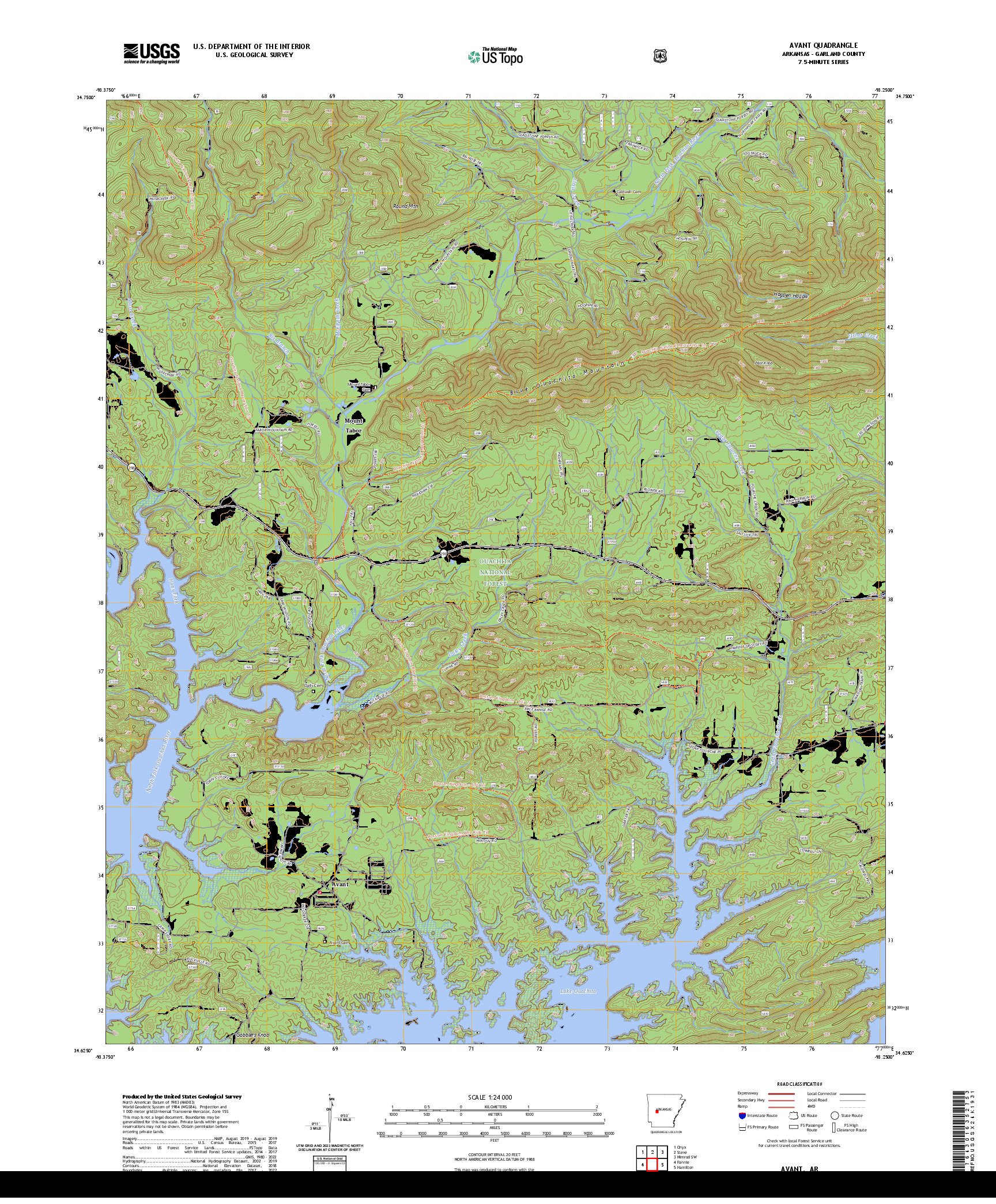 US TOPO 7.5-MINUTE MAP FOR AVANT, AR