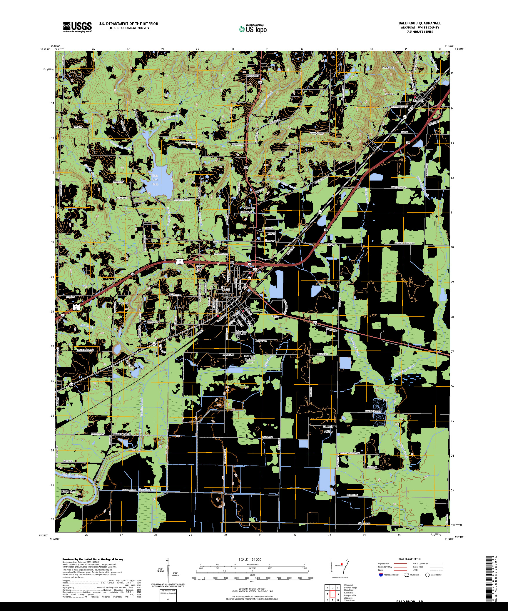 US TOPO 7.5-MINUTE MAP FOR BALD KNOB, AR