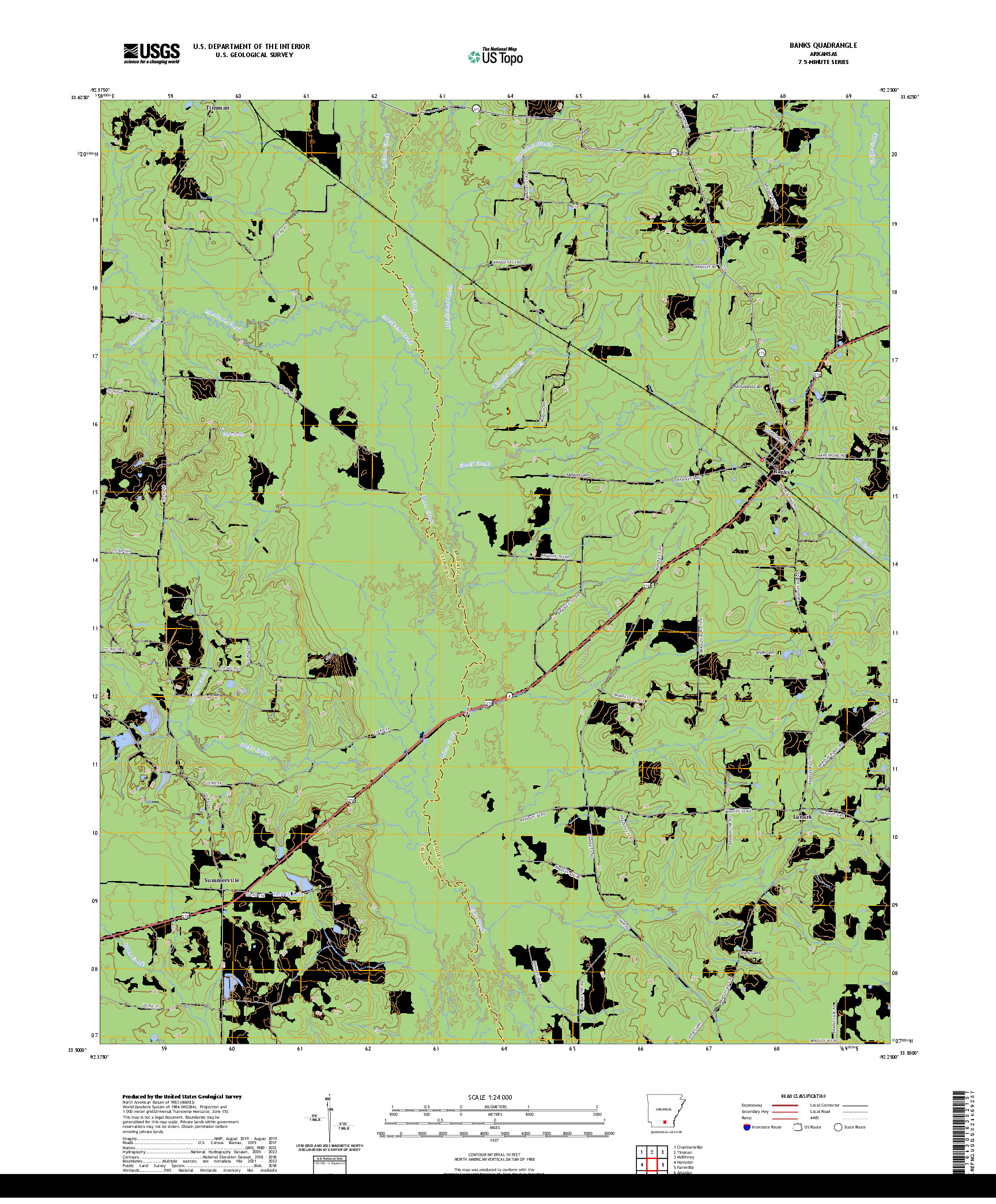 US TOPO 7.5-MINUTE MAP FOR BANKS, AR