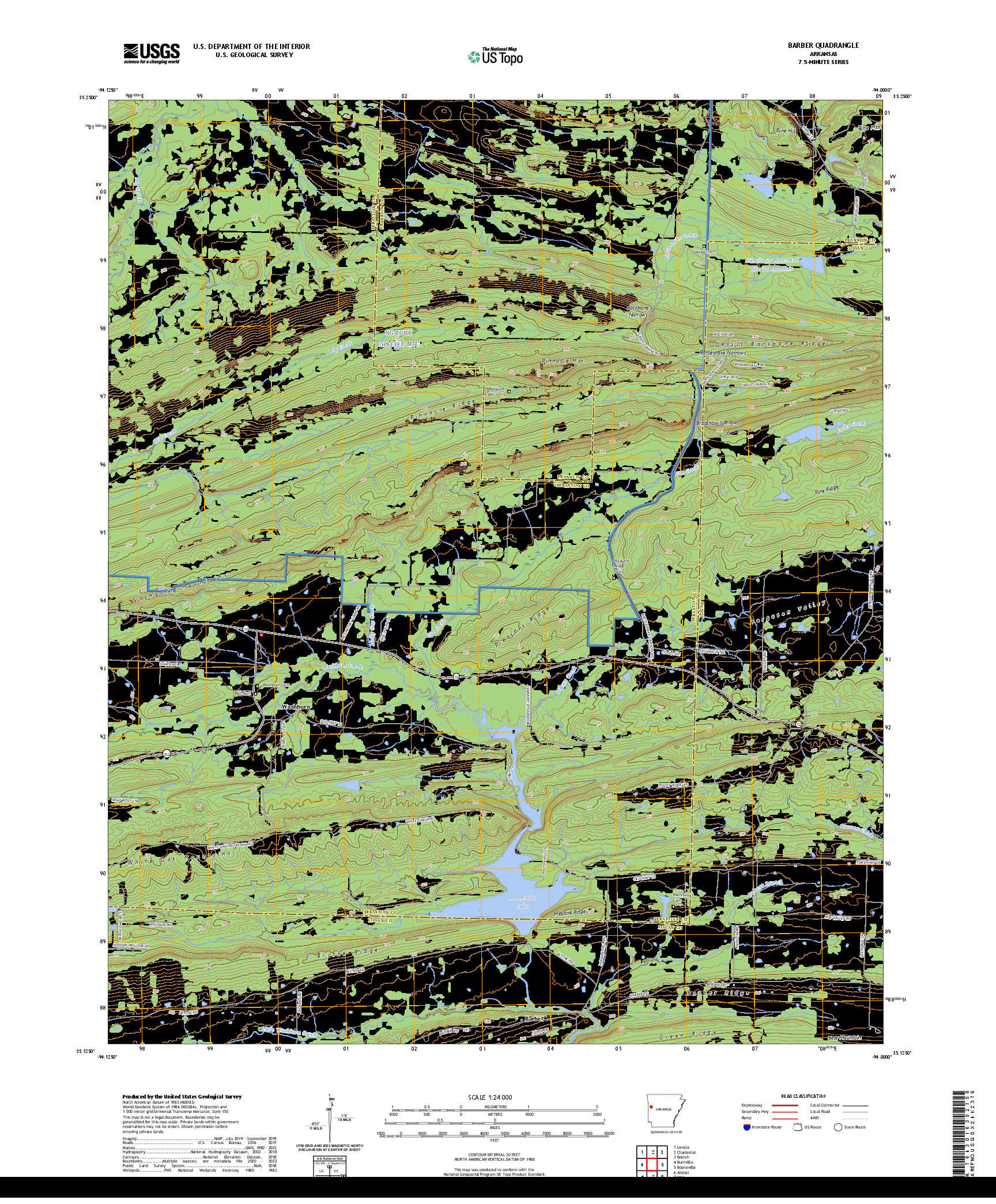 US TOPO 7.5-MINUTE MAP FOR BARBER, AR
