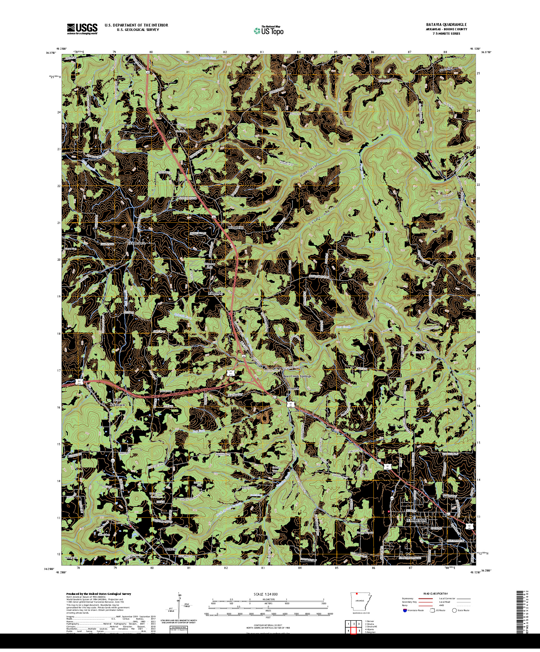 US TOPO 7.5-MINUTE MAP FOR BATAVIA, AR