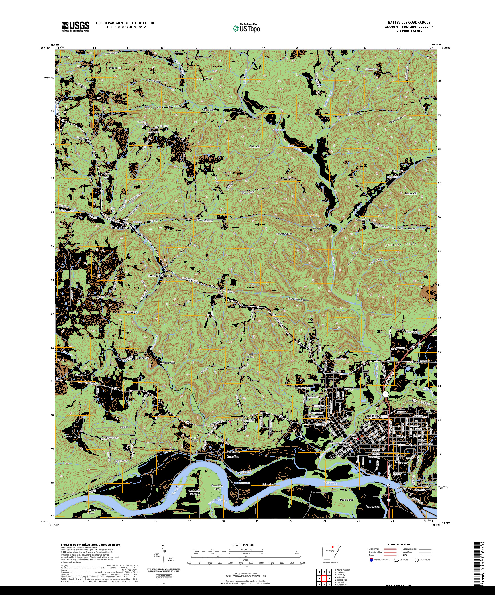 US TOPO 7.5-MINUTE MAP FOR BATESVILLE, AR