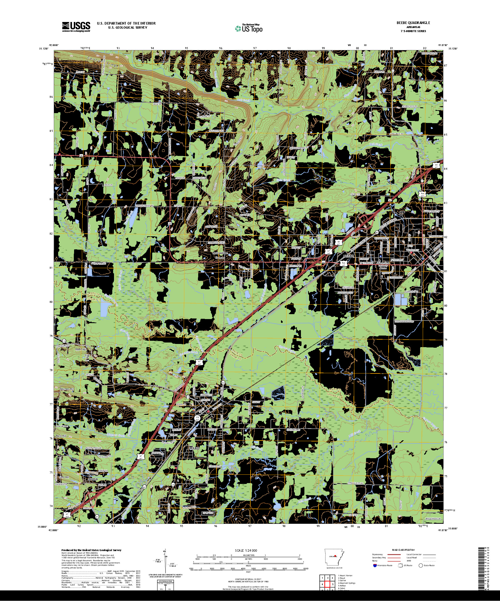 US TOPO 7.5-MINUTE MAP FOR BEEBE, AR