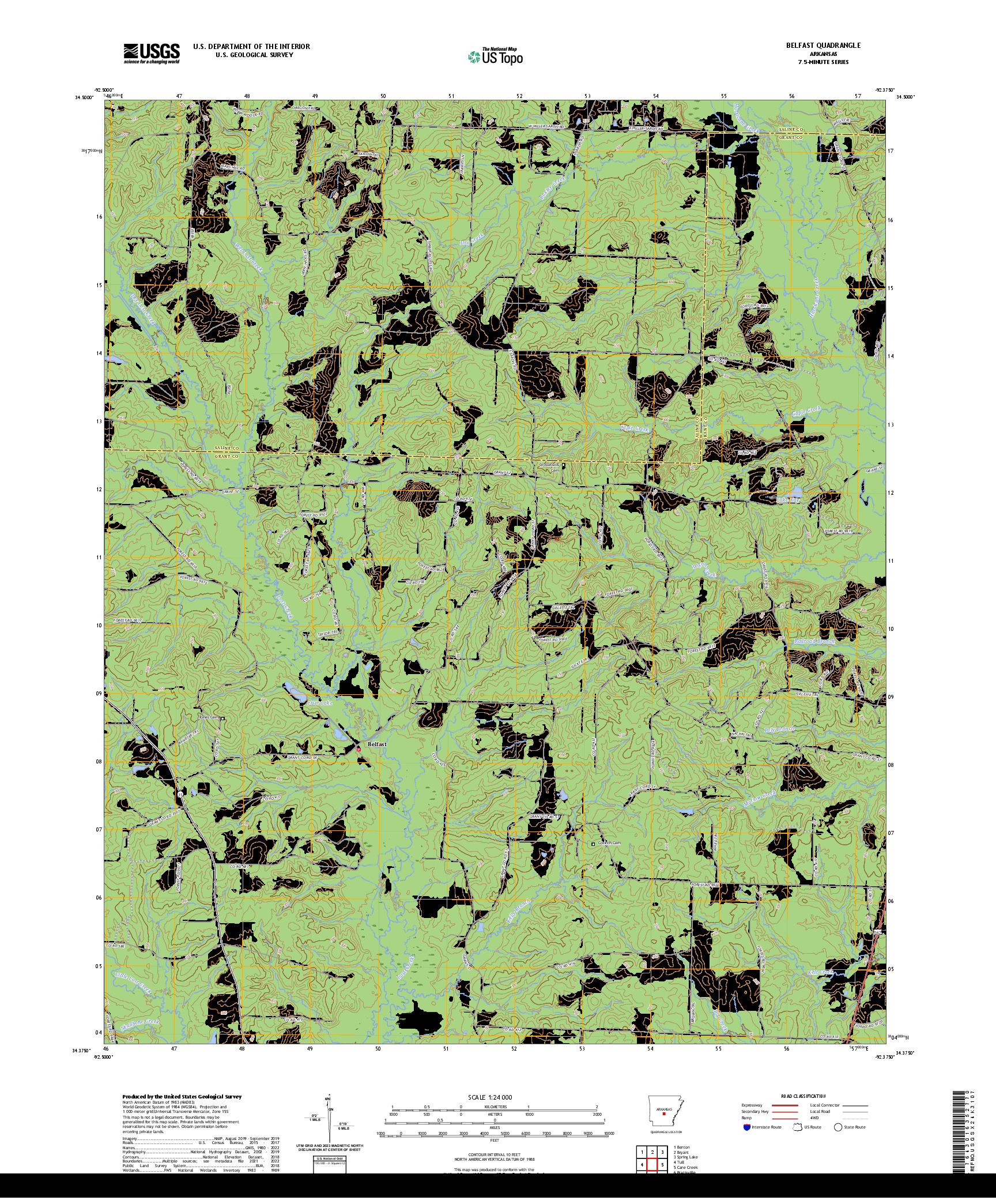 US TOPO 7.5-MINUTE MAP FOR BELFAST, AR