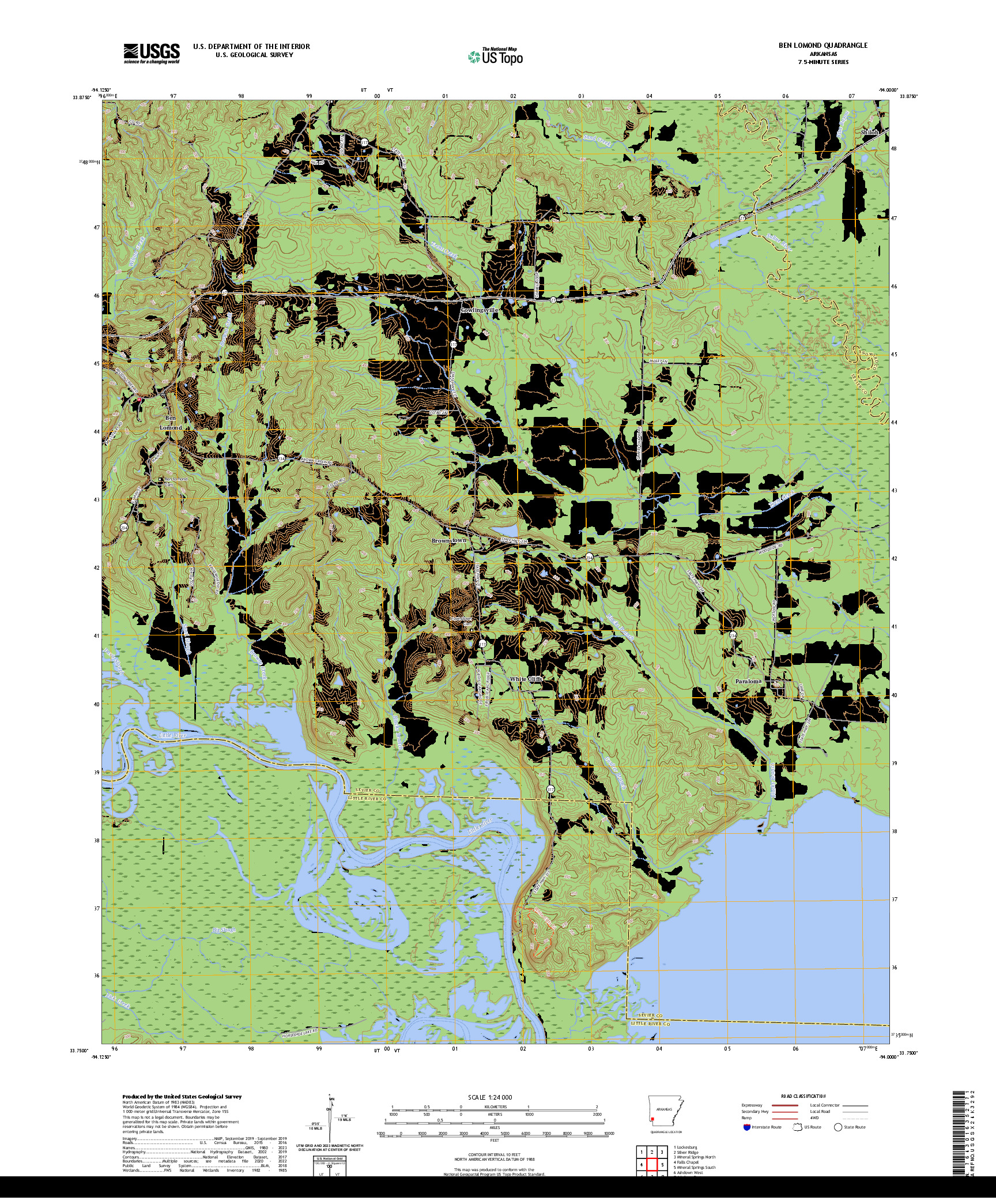 US TOPO 7.5-MINUTE MAP FOR BEN LOMOND, AR