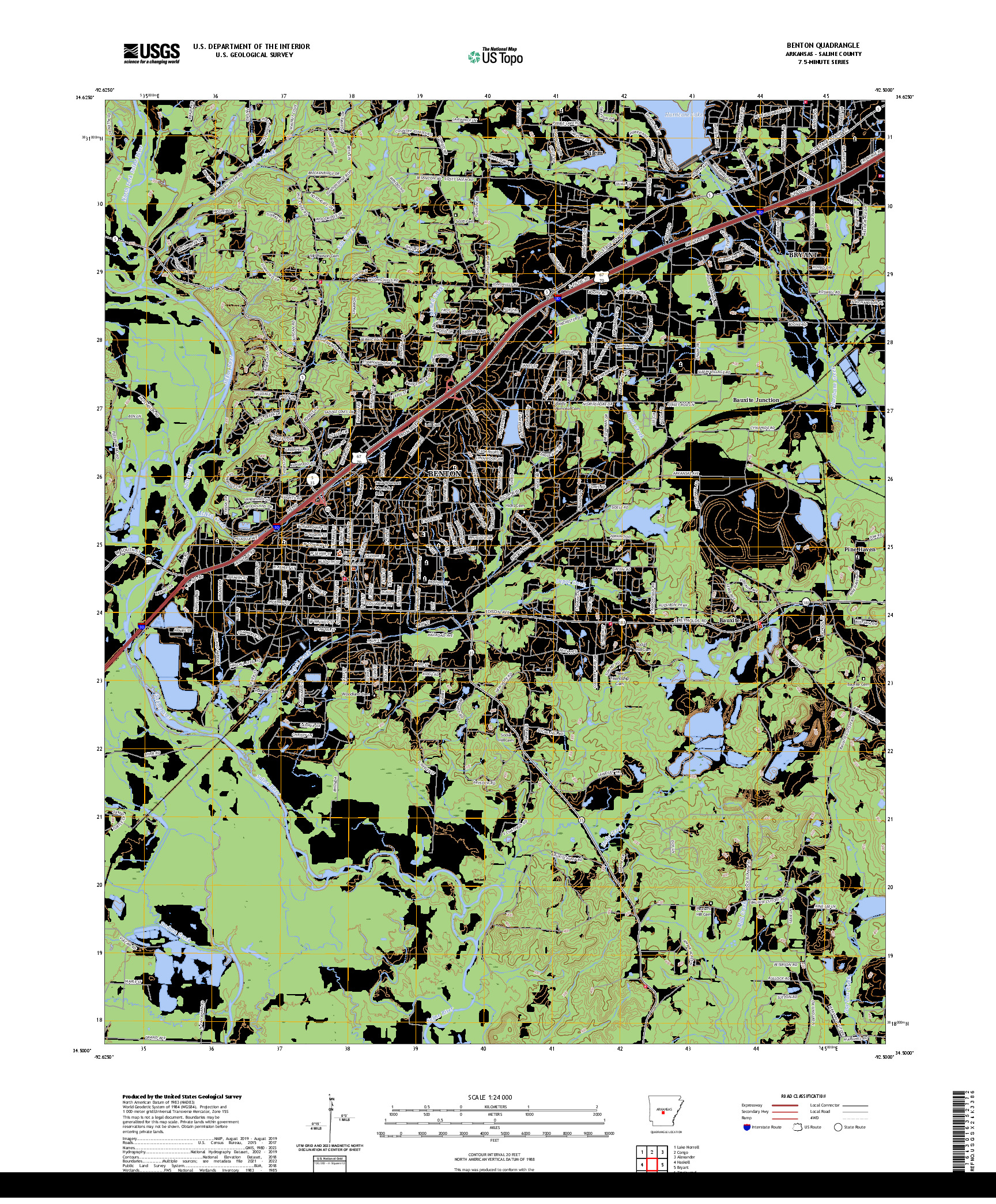 US TOPO 7.5-MINUTE MAP FOR BENTON, AR