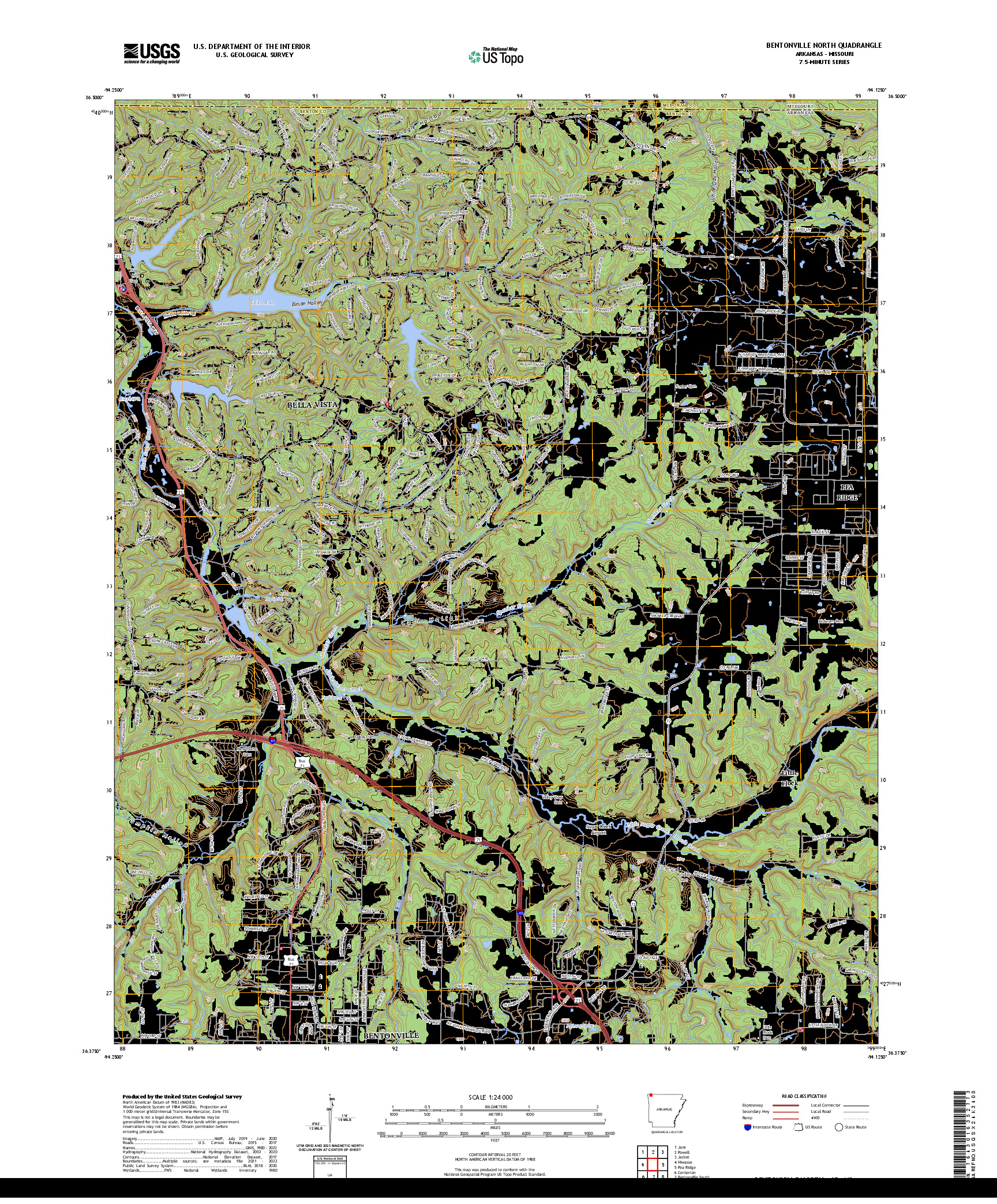 US TOPO 7.5-MINUTE MAP FOR BENTONVILLE NORTH, AR,MO