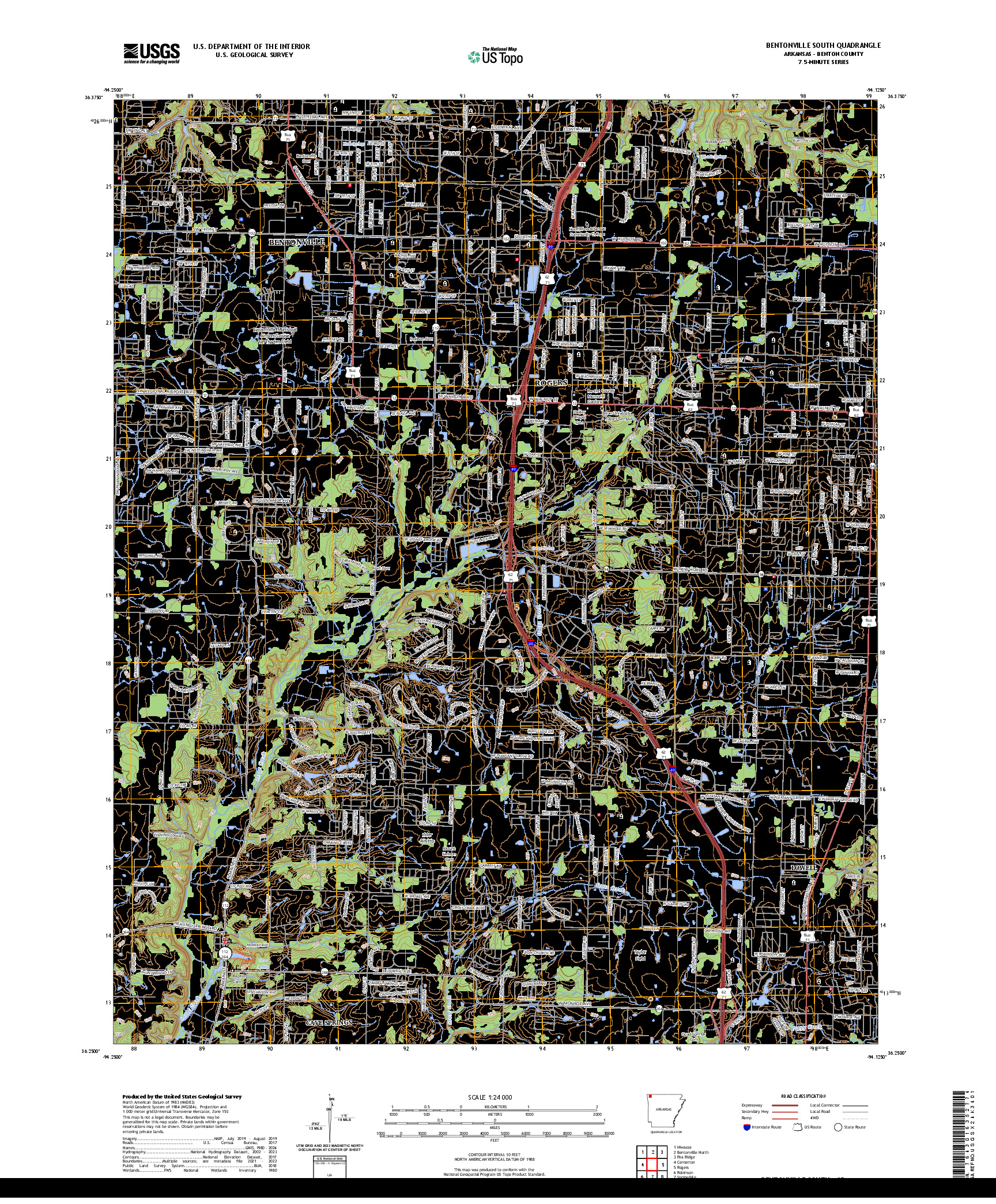 US TOPO 7.5-MINUTE MAP FOR BENTONVILLE SOUTH, AR