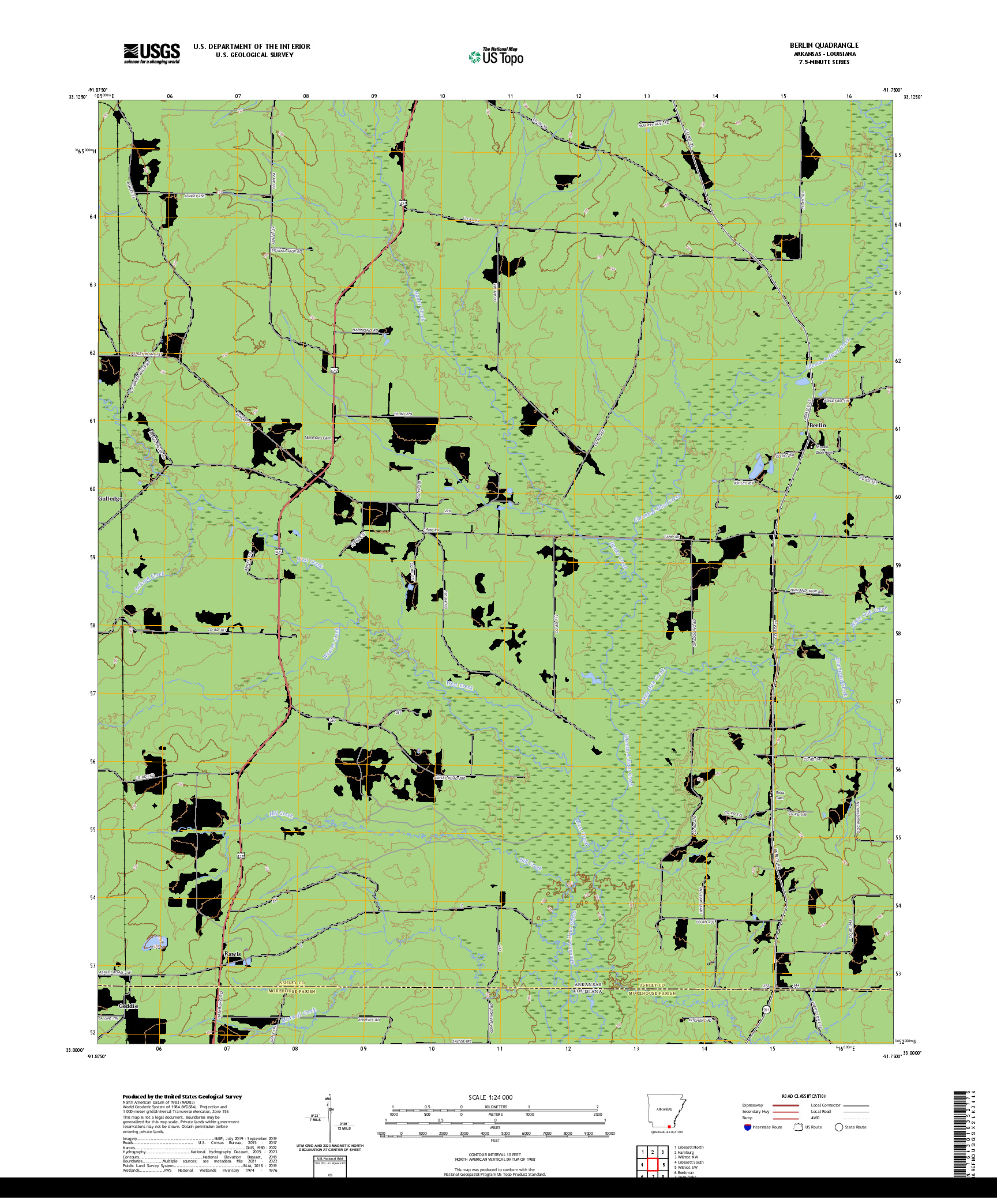 US TOPO 7.5-MINUTE MAP FOR BERLIN, AR,LA
