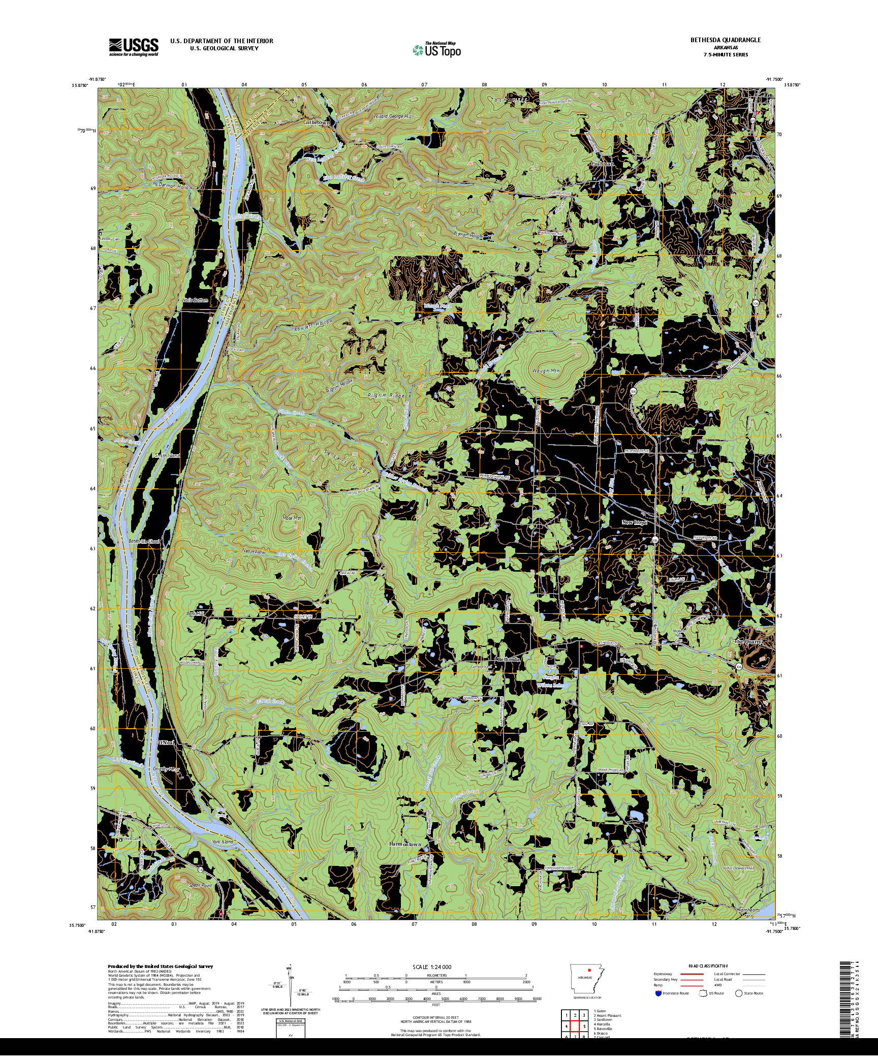 US TOPO 7.5-MINUTE MAP FOR BETHESDA, AR