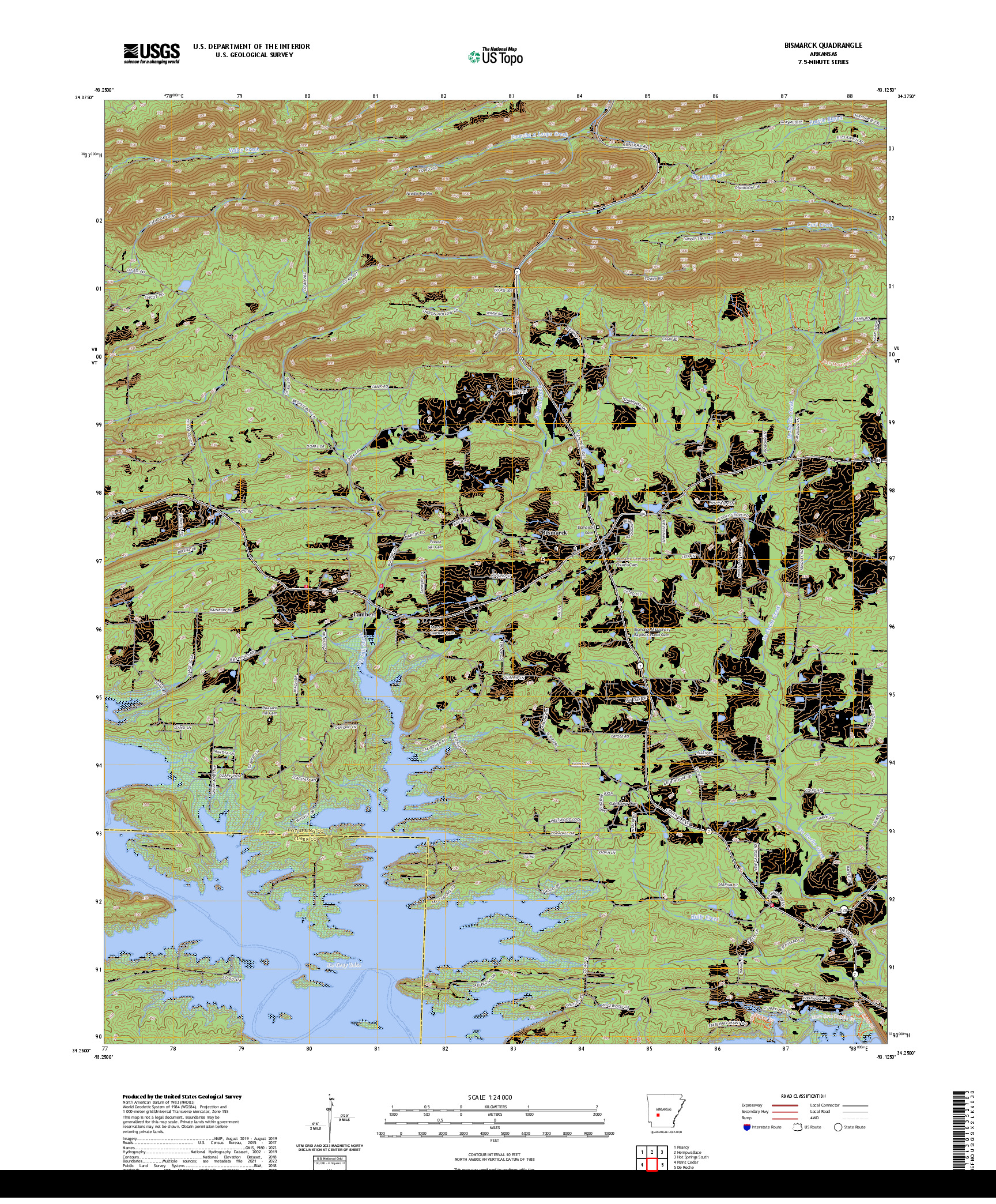 US TOPO 7.5-MINUTE MAP FOR BISMARCK, AR
