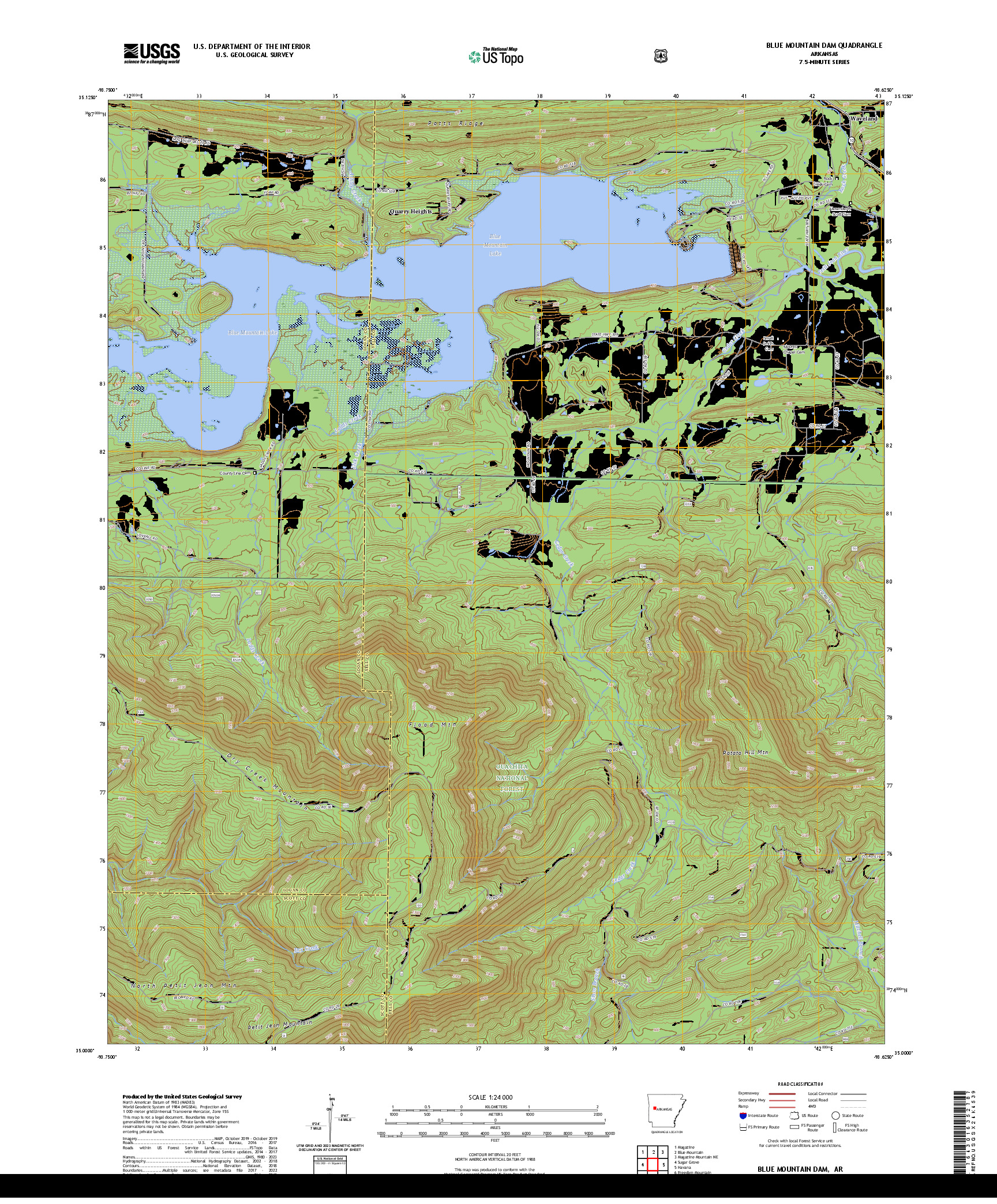 US TOPO 7.5-MINUTE MAP FOR BLUE MOUNTAIN DAM, AR
