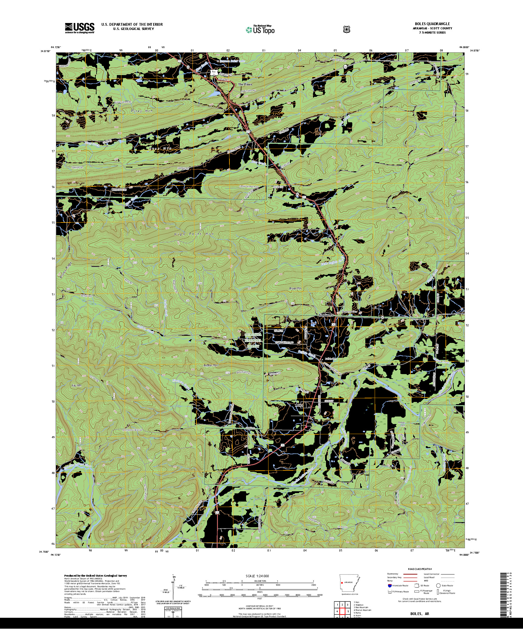 US TOPO 7.5-MINUTE MAP FOR BOLES, AR