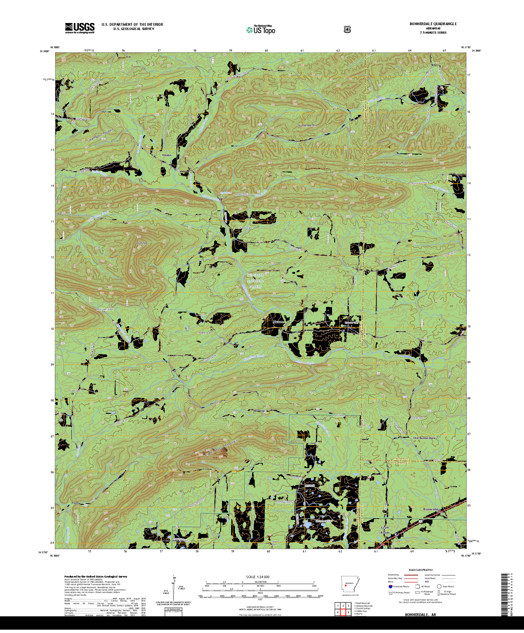 US TOPO 7.5-MINUTE MAP FOR BONNERDALE, AR