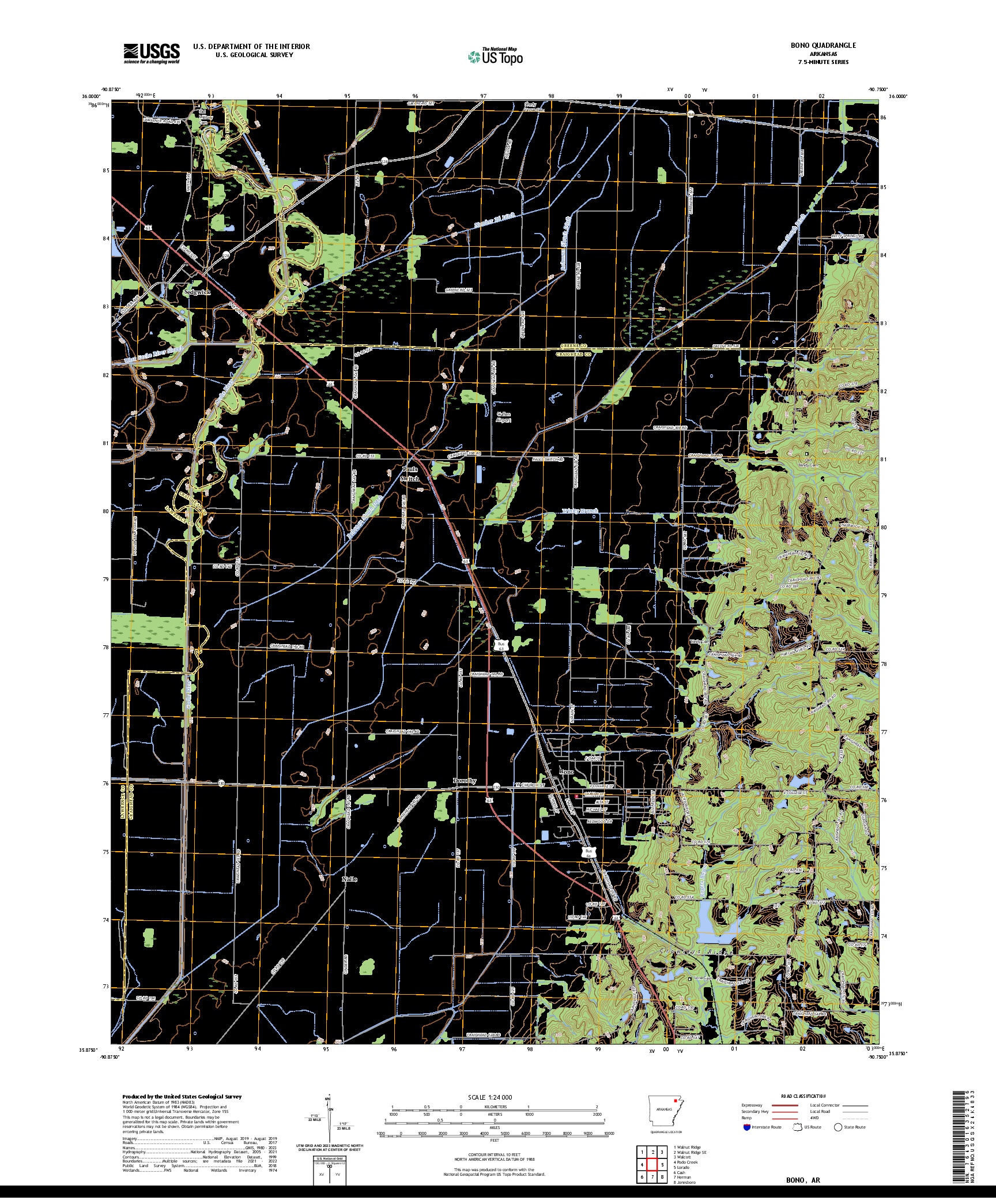 US TOPO 7.5-MINUTE MAP FOR BONO, AR