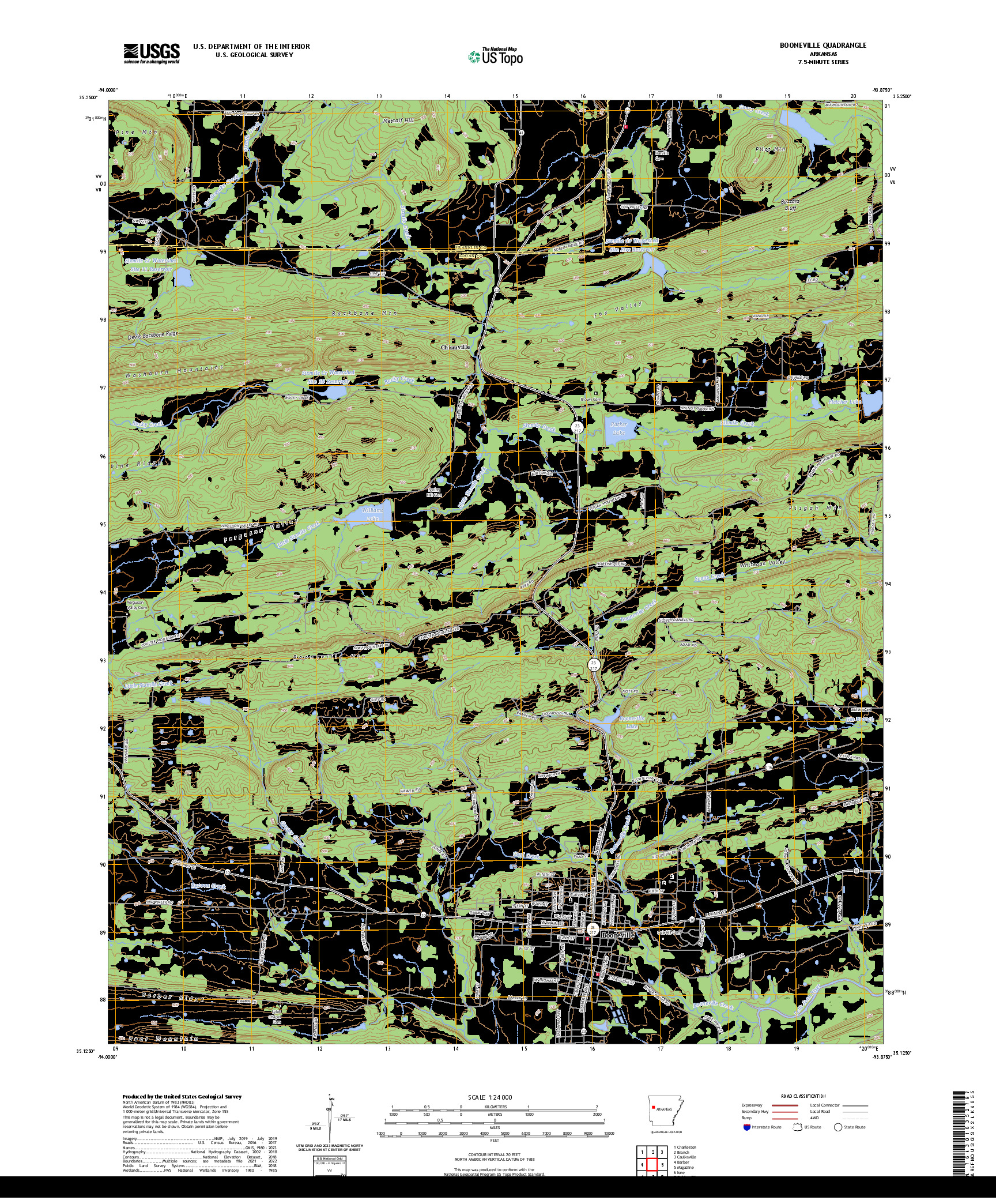 US TOPO 7.5-MINUTE MAP FOR BOONEVILLE, AR