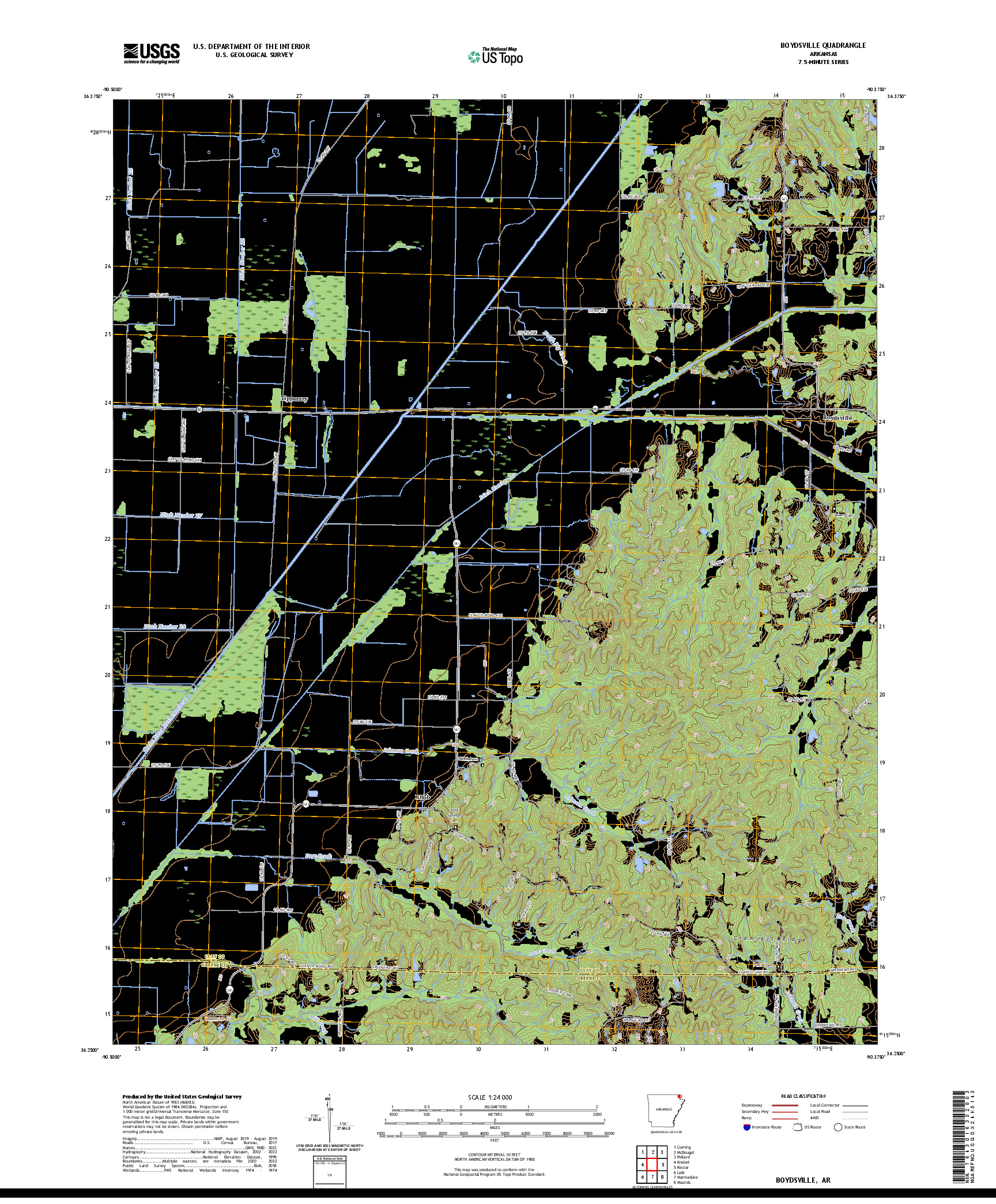 US TOPO 7.5-MINUTE MAP FOR BOYDSVILLE, AR