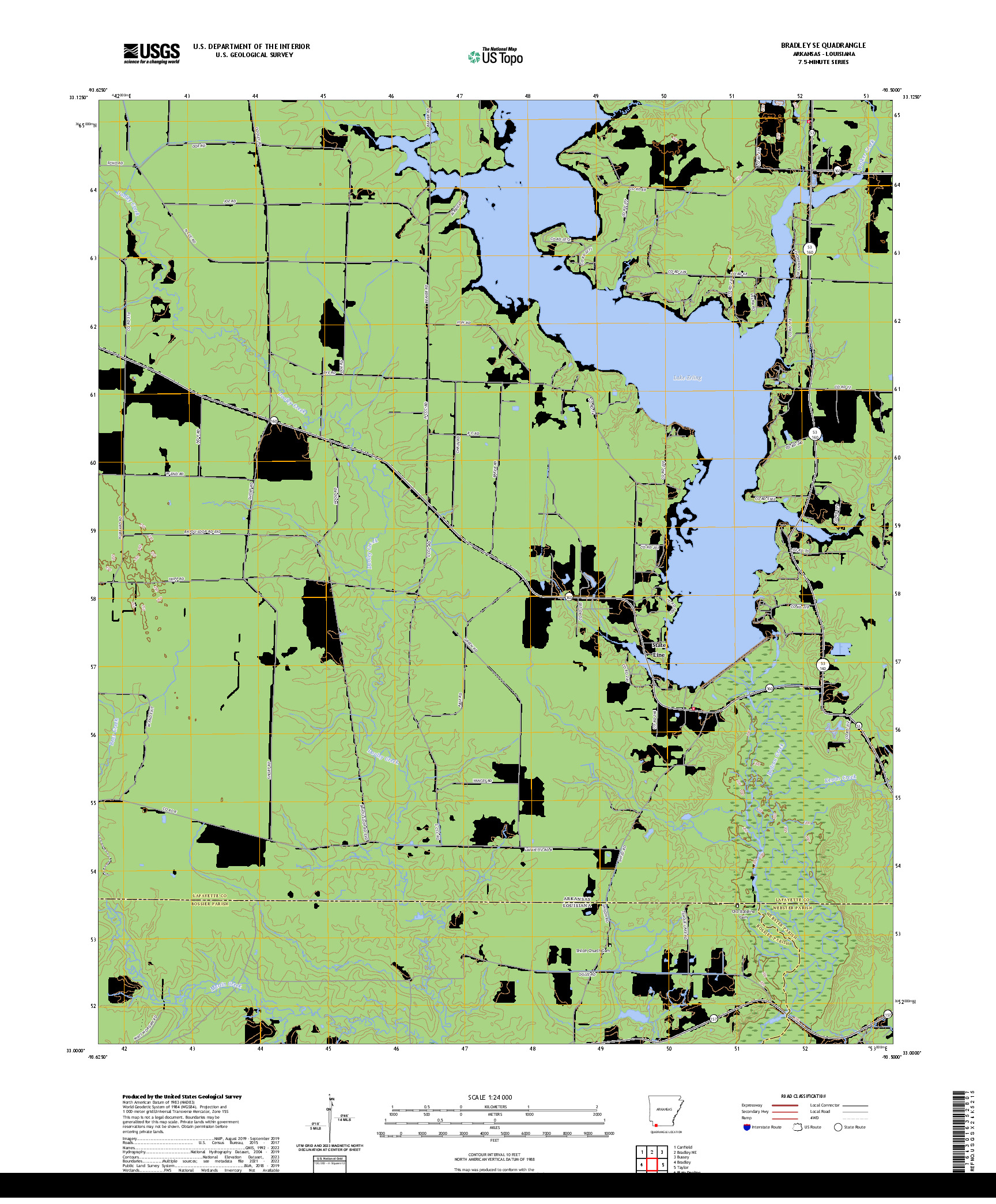 US TOPO 7.5-MINUTE MAP FOR BRADLEY SE, AR,LA