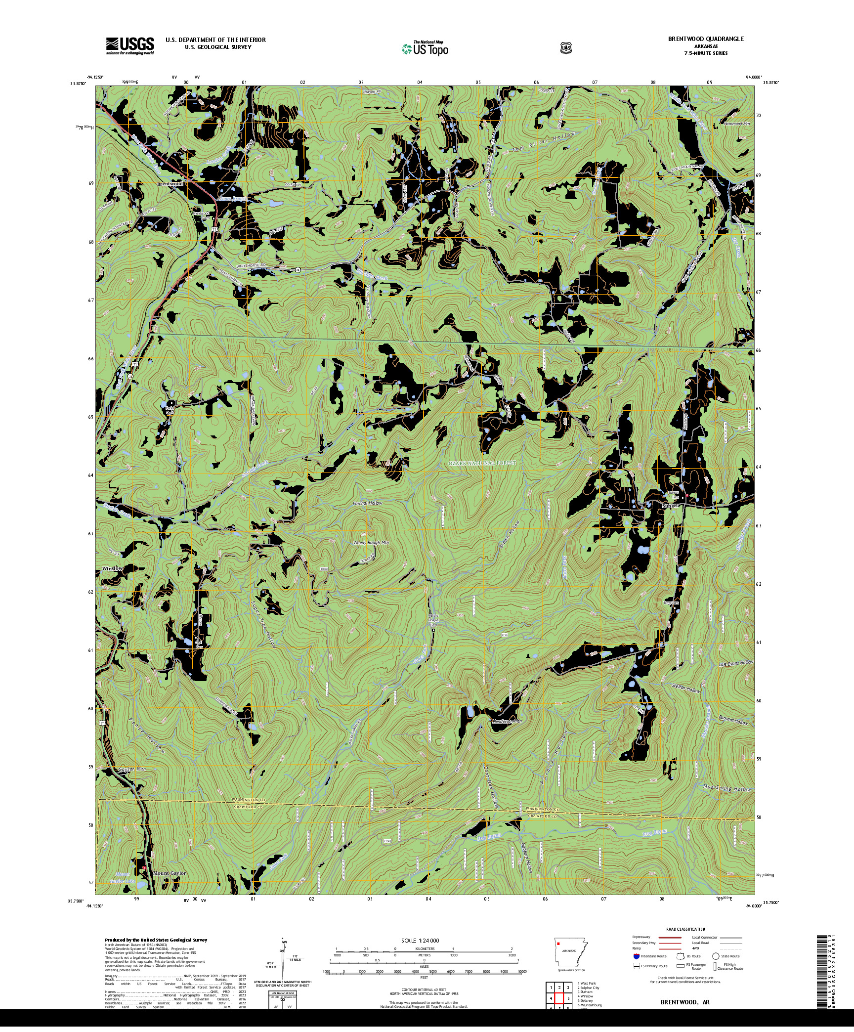 US TOPO 7.5-MINUTE MAP FOR BRENTWOOD, AR