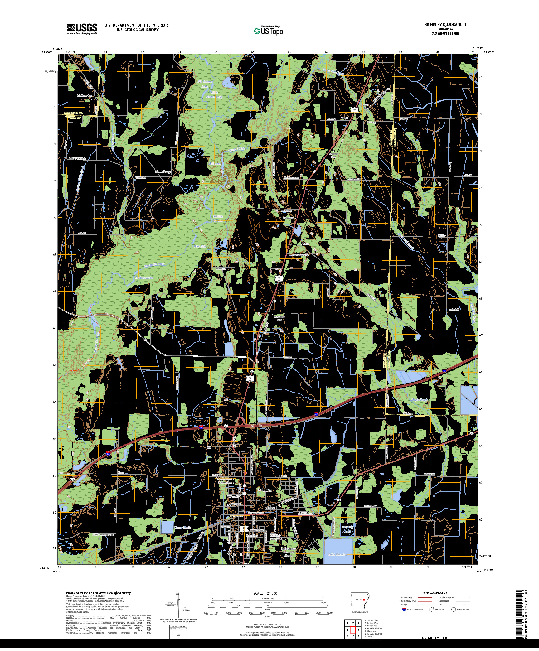 US TOPO 7.5-MINUTE MAP FOR BRINKLEY, AR