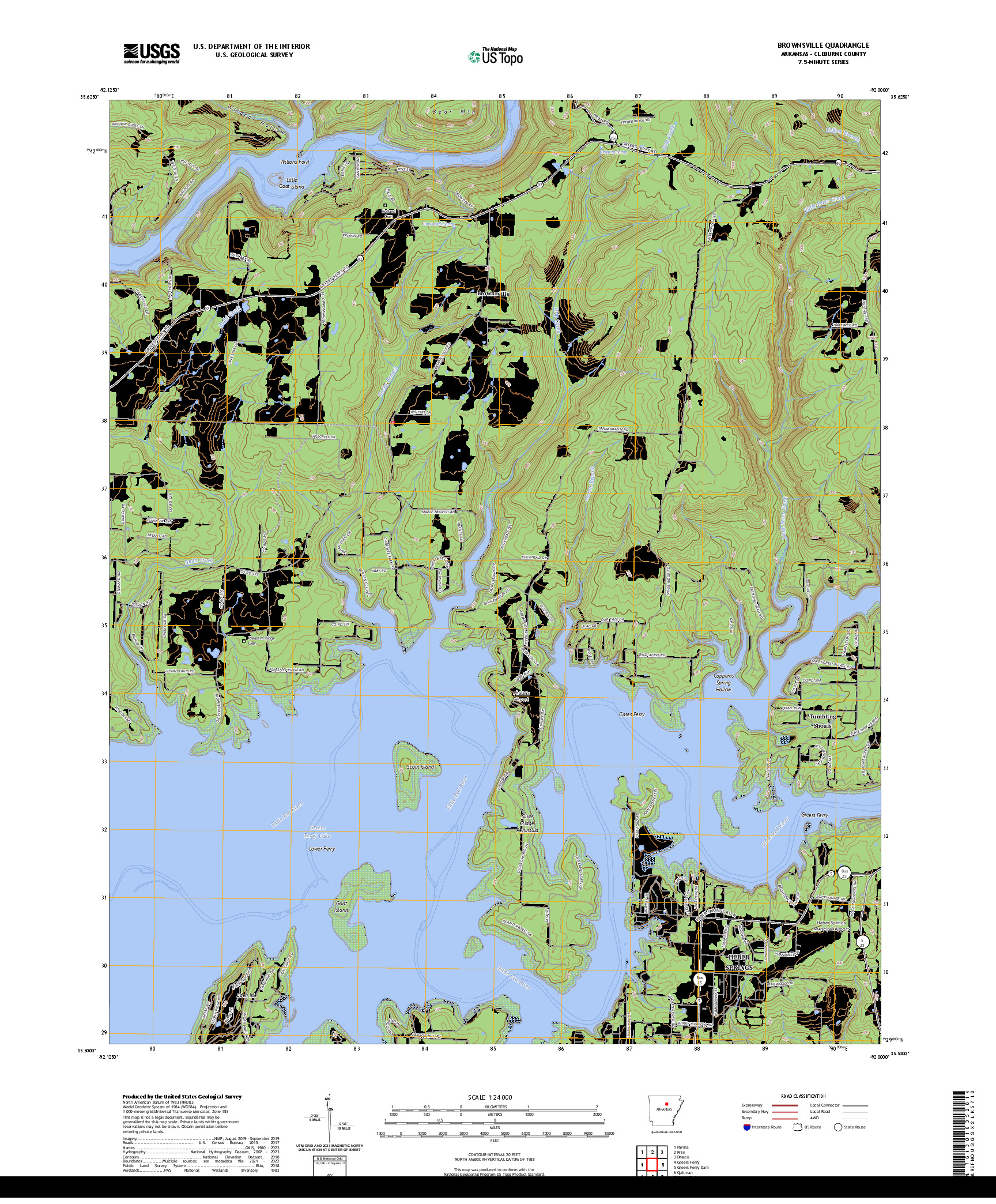 US TOPO 7.5-MINUTE MAP FOR BROWNSVILLE, AR